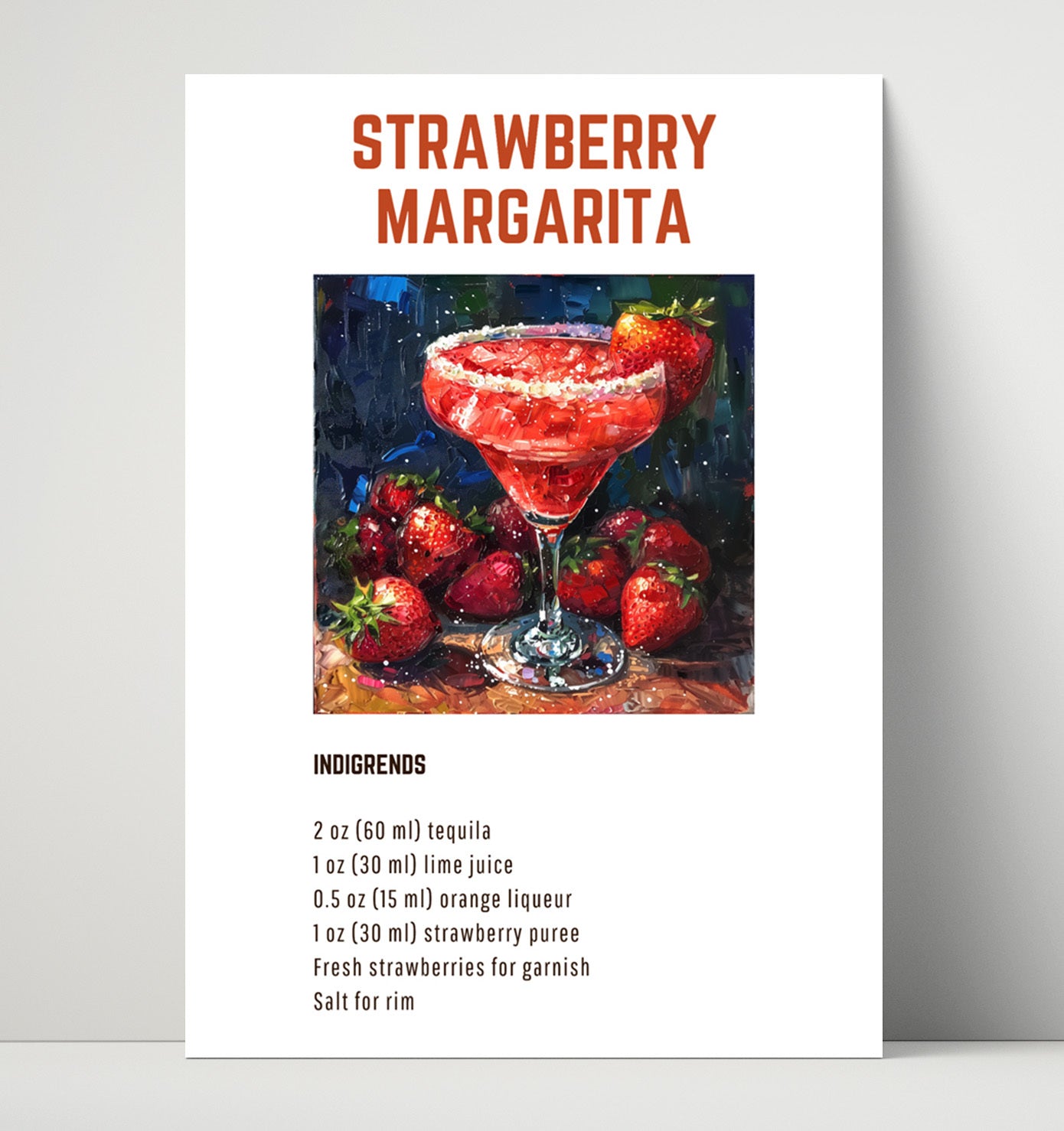 Boulevardier 16x20 Unframed Print cocktail recipe wall art print – Cocktail Recipies decor
