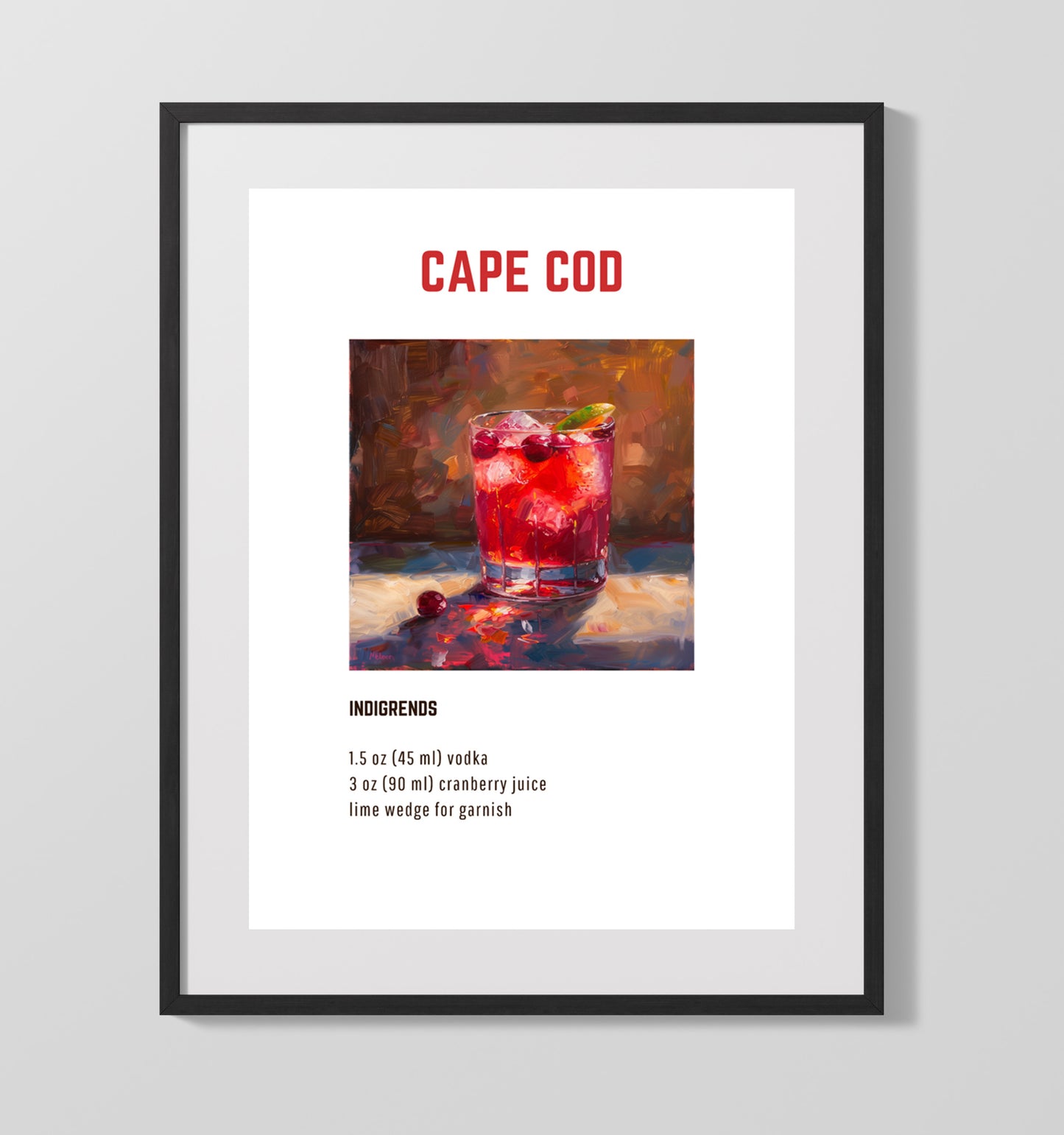 Cape Cod 16x20 Unframed Print cocktail recipe wall art