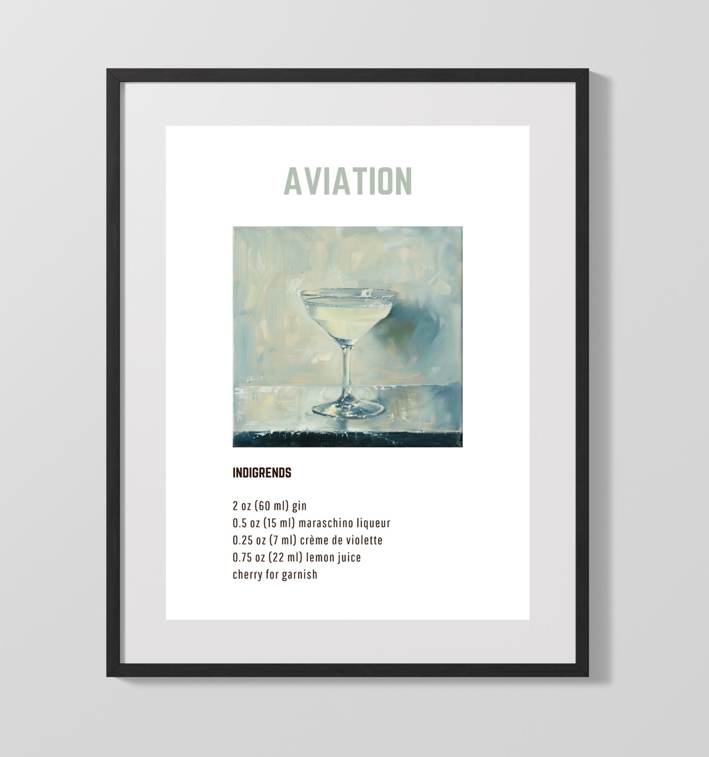 Champagne 16x20 Unframed Print cocktail recipe wall art