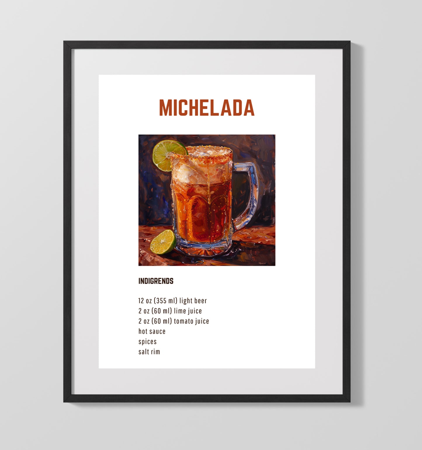 Cherry Moon 16x20 Unframed Print cocktail recipe wall art