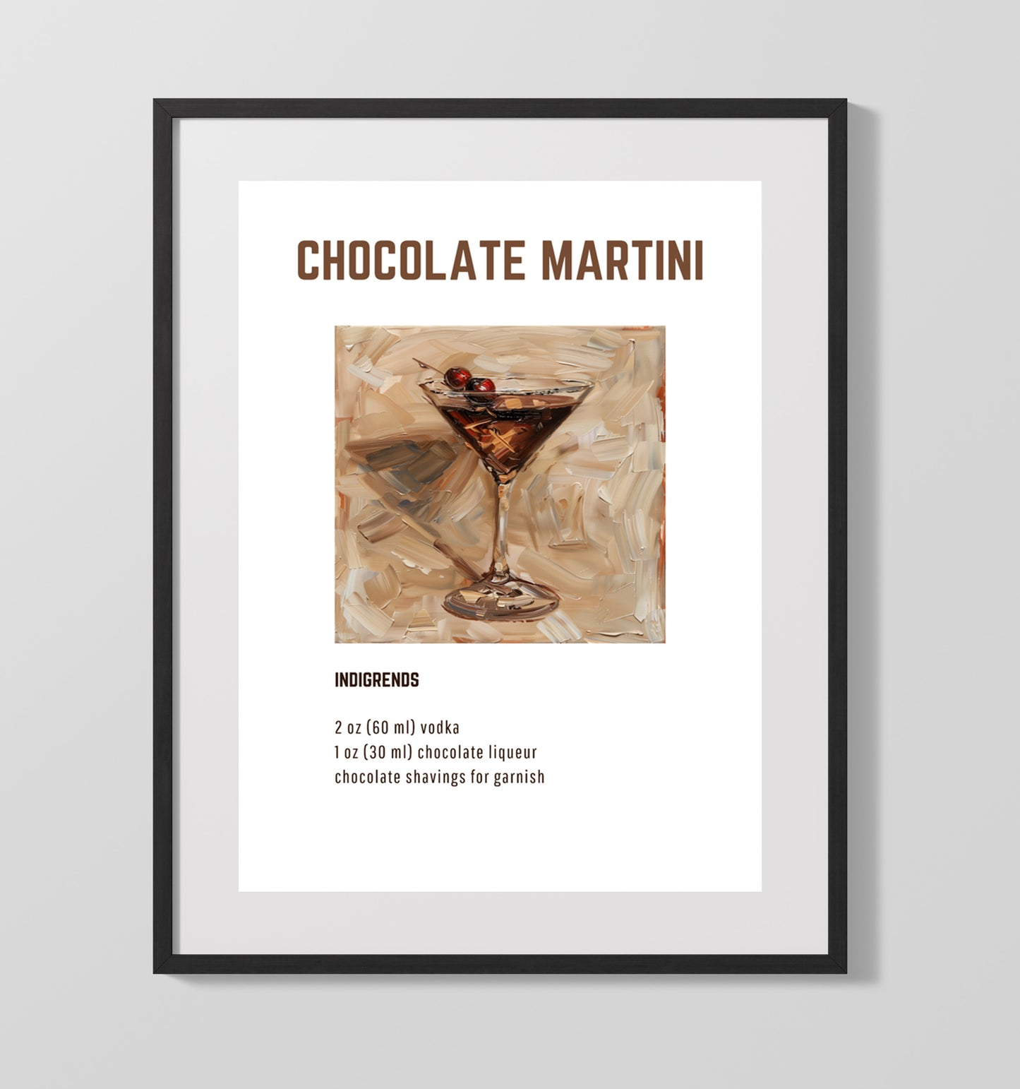 Chocolate Martini 16x20 Unframed Print cocktail recipe wall art