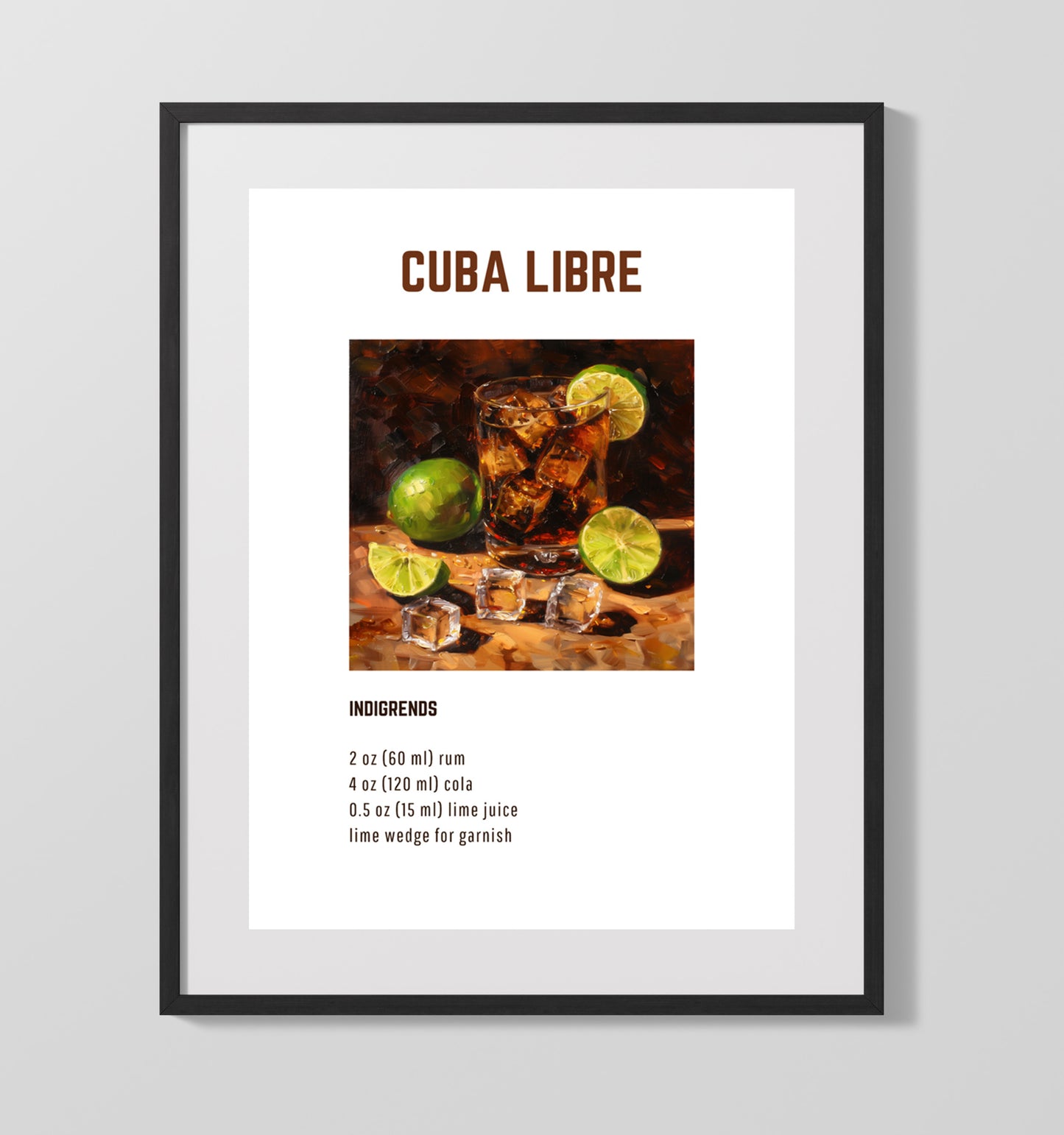Cuba Libre 16x20 Unframed Print cocktail recipe wall art