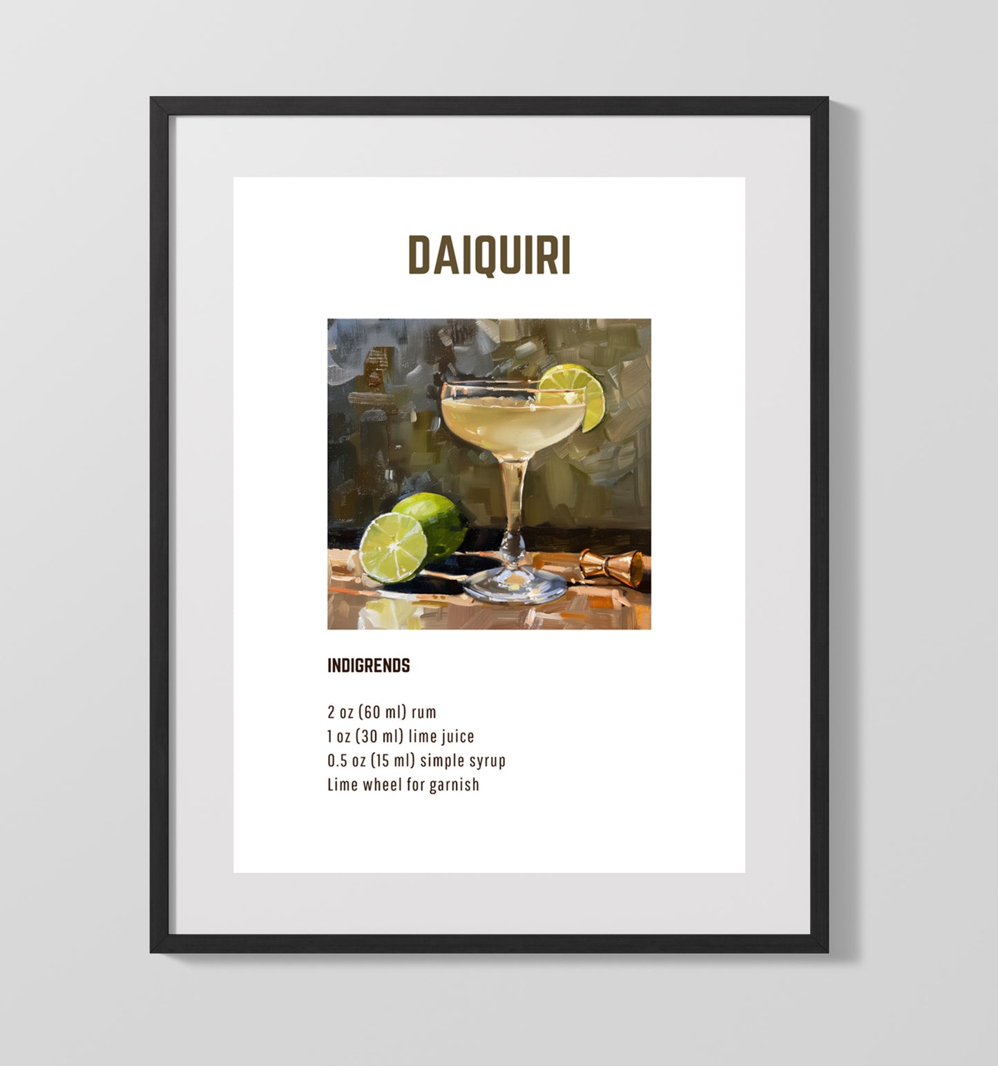 Daiquiri 16x20 Unframed Print cocktail recipe wall art
