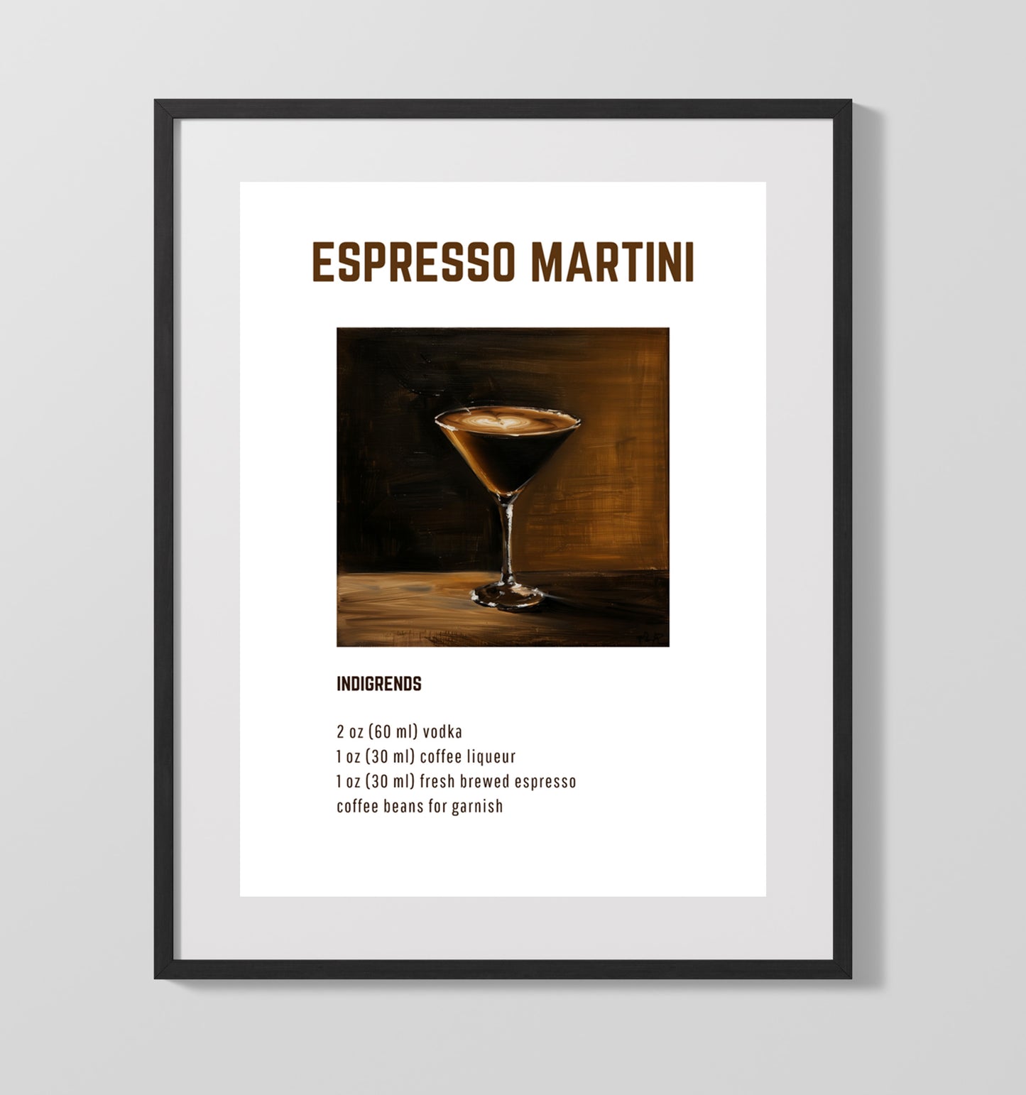 Espresso Martini 16x20 Unframed Print cocktail recipe wall art