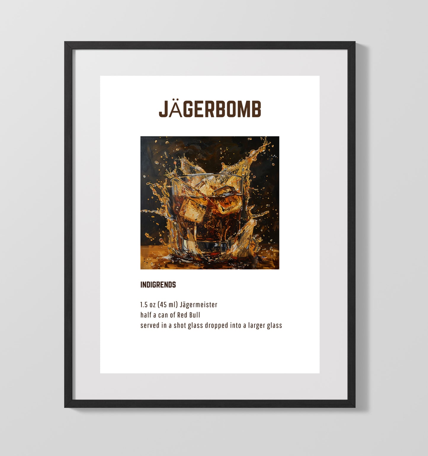 Jägerbomb 16x20 Unframed Print cocktail recipe wall art