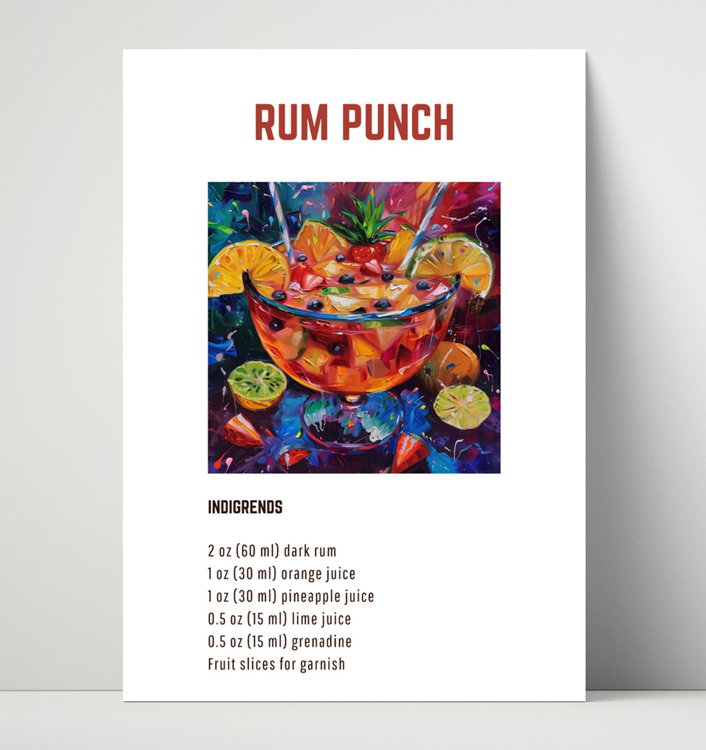 Lemon Margarita 16x20 Unframed Print cocktail recipe wall art print – Cocktail Recipies decor