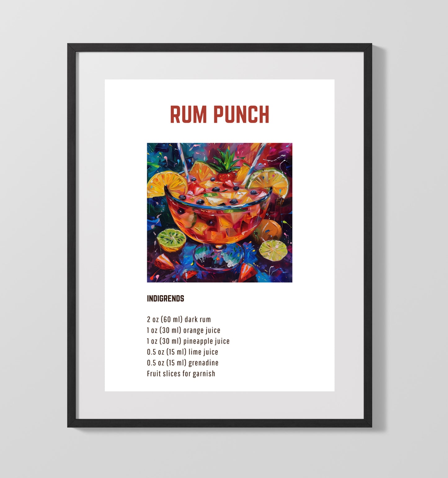 Lemon Margarita 16x20 Unframed Print cocktail recipe wall art