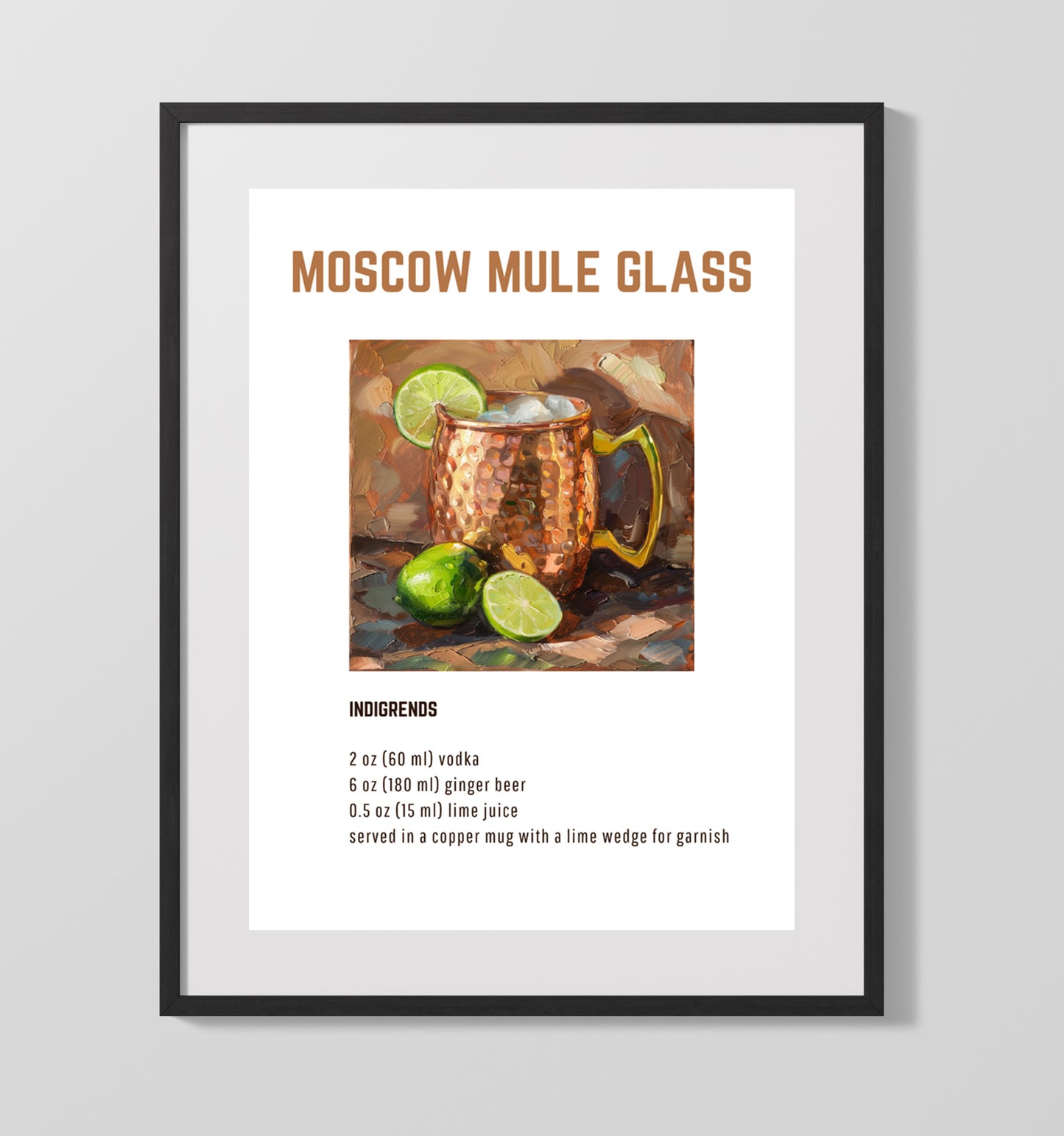 Moscow Mule 16x20 Unframed Print cocktail recipe wall art