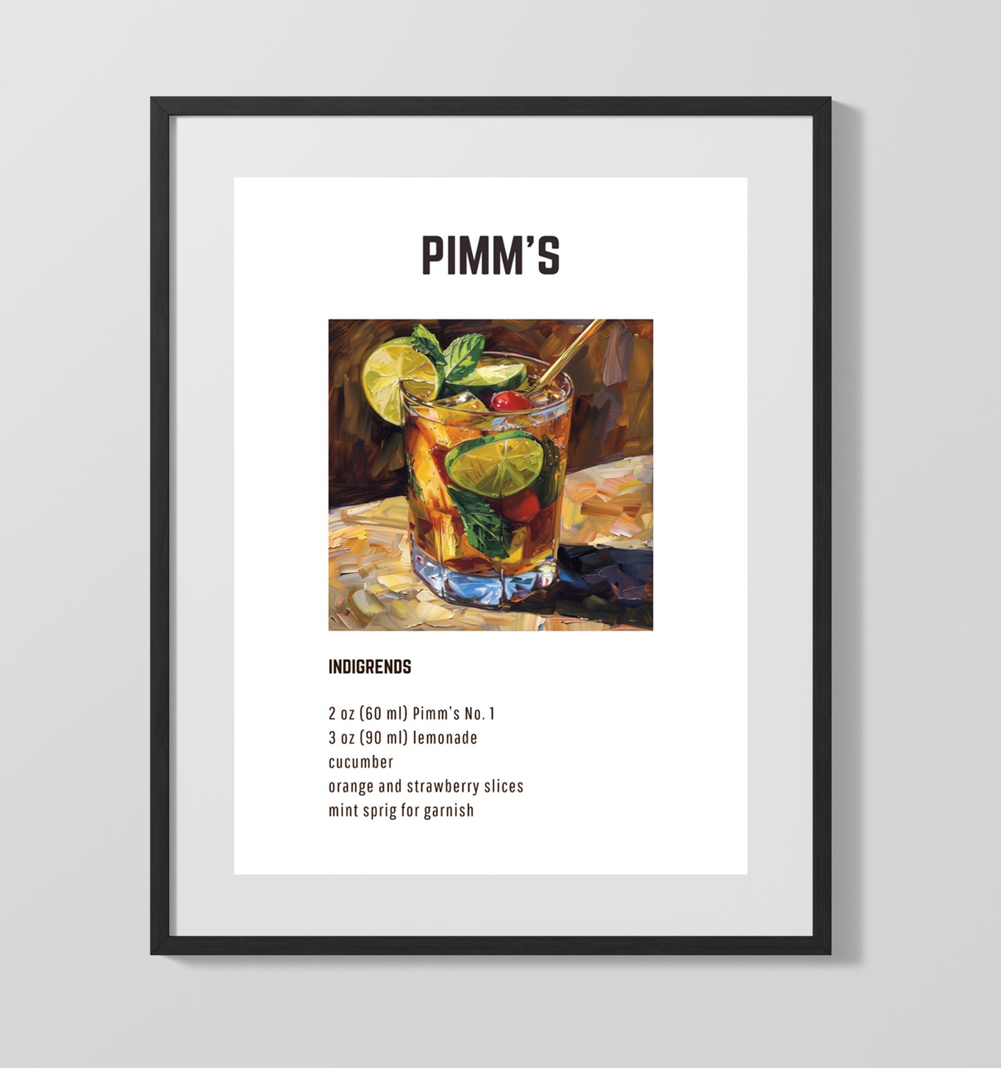 Pimm's 16x20 Unframed Print cocktail recipe wall art