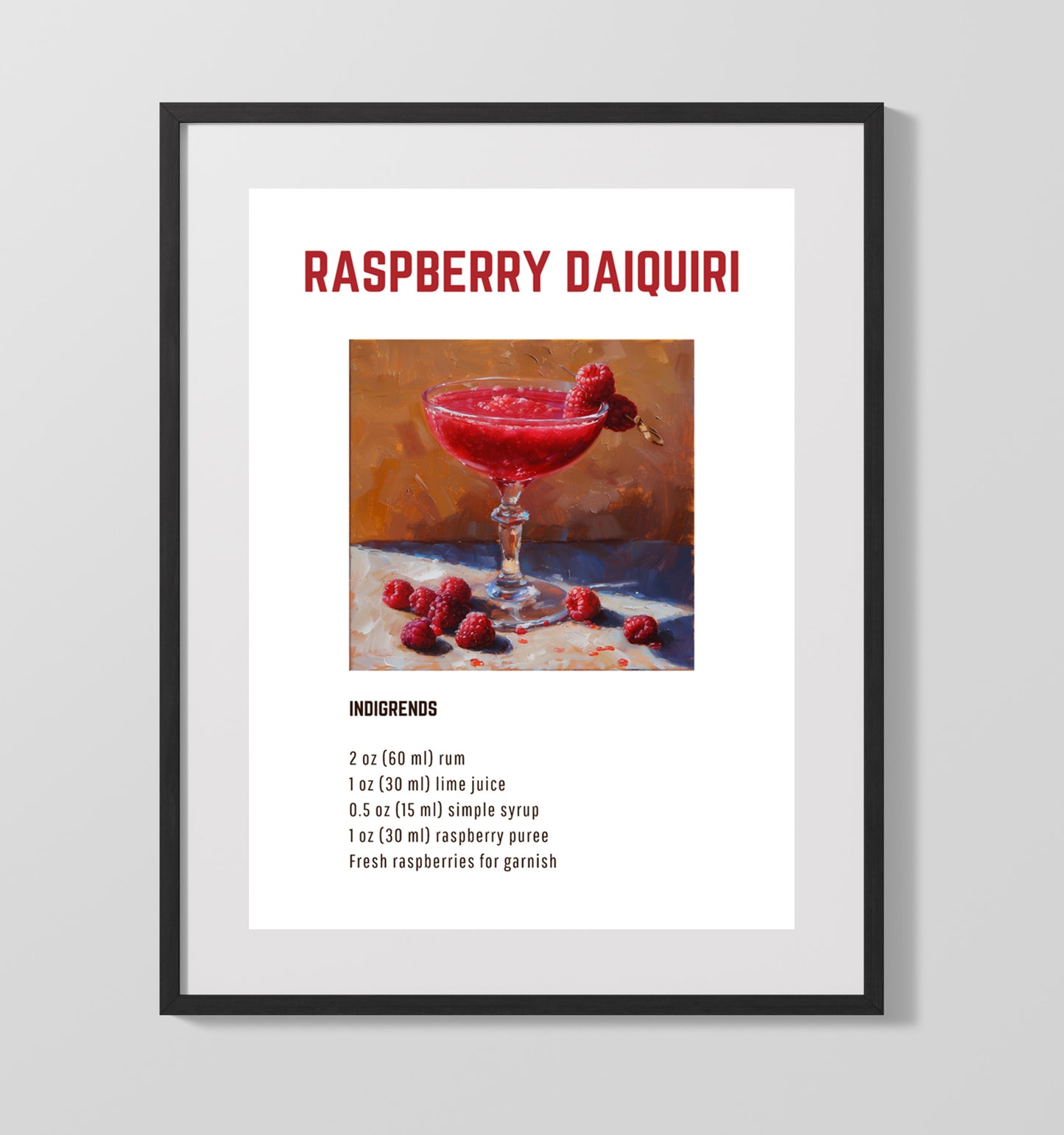 Pomegranate Margarita 16x20 Unframed Print cocktail recipe wall art