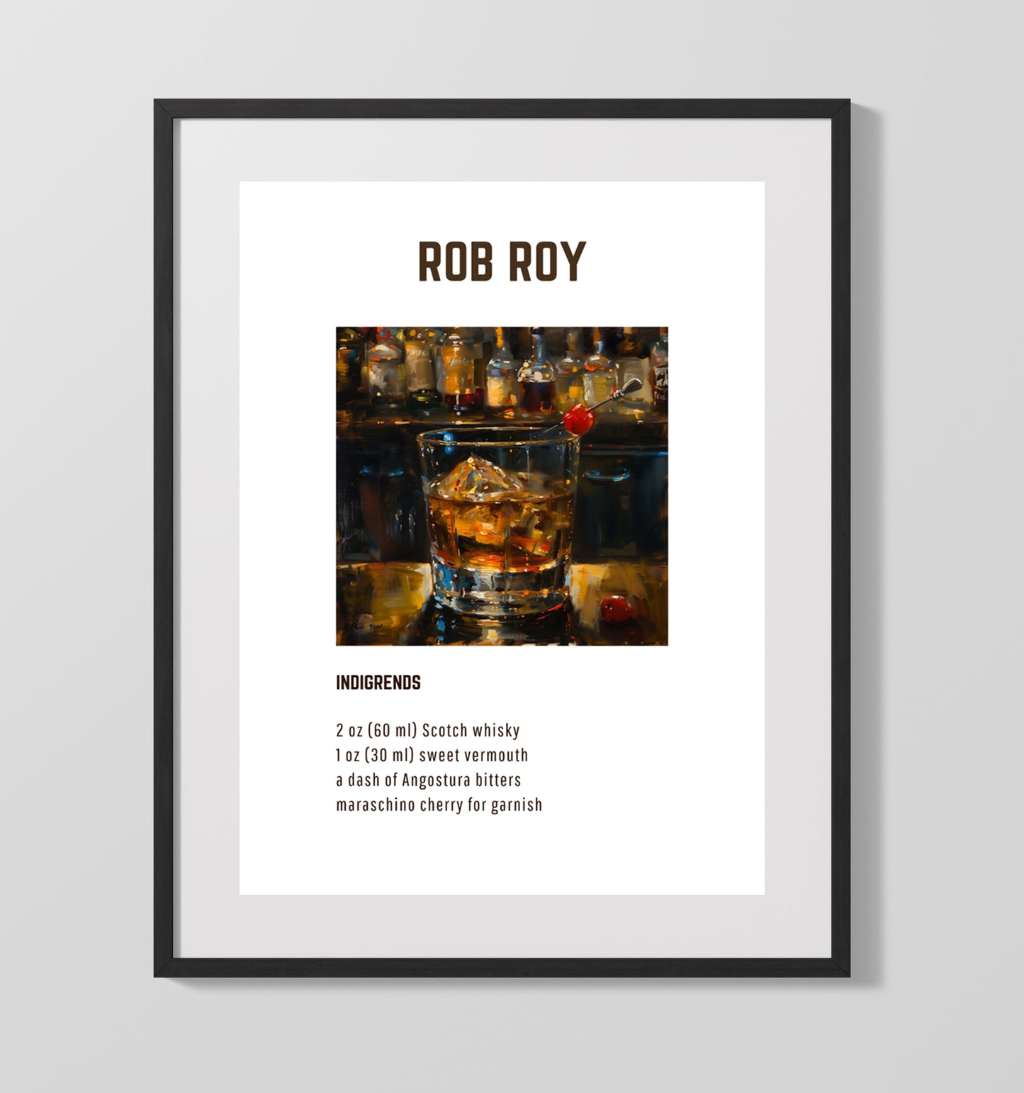 Rob Roy 16x20 Unframed Print cocktail recipe wall art