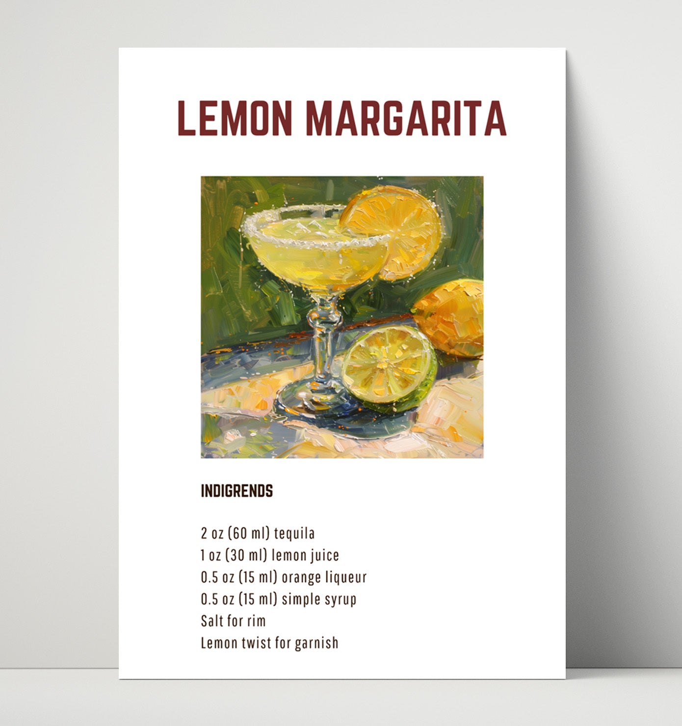 Rum Punch 16x20 Unframed Print cocktail recipe wall art print – Cocktail Recipies decor