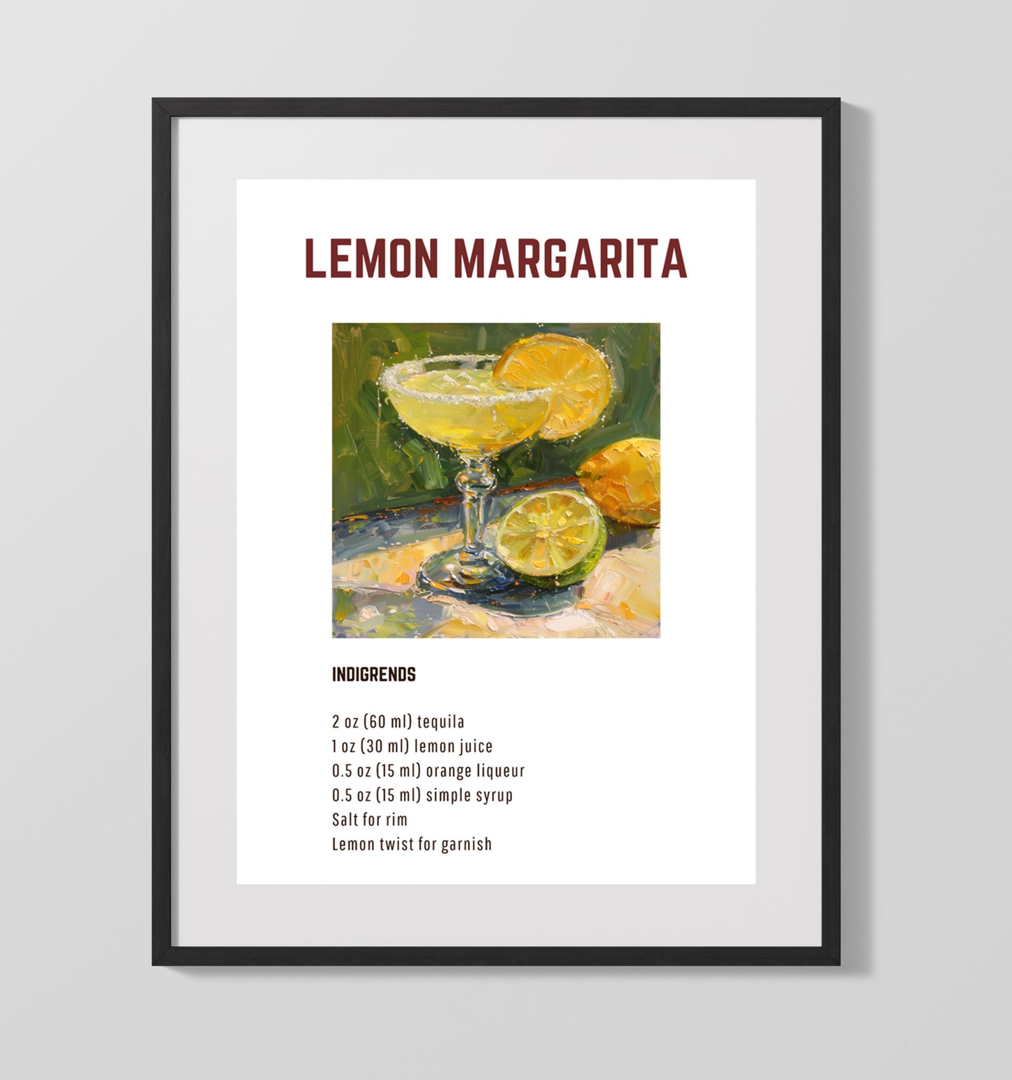 Rum Punch 16x20 Unframed Print cocktail recipe wall art