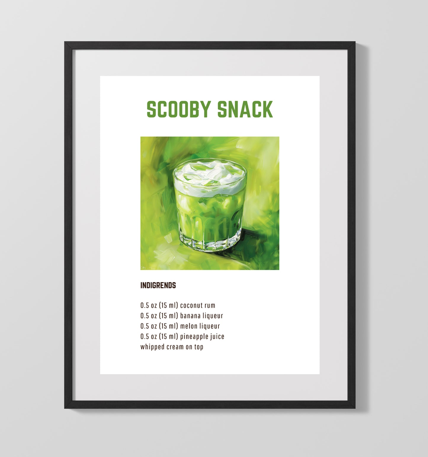 Scooby Snack 16x20 Unframed Print cocktail recipe wall art