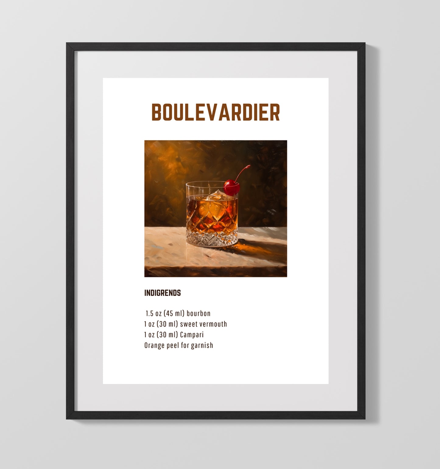 Strawberry Margarita 16x20 Unframed Print cocktail recipe wall art
