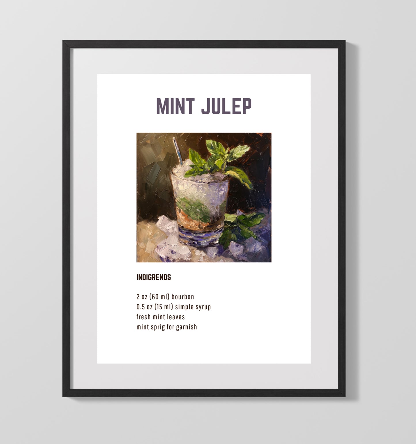 Strawberry Vodka 16x20 Unframed Print cocktail recipe wall art