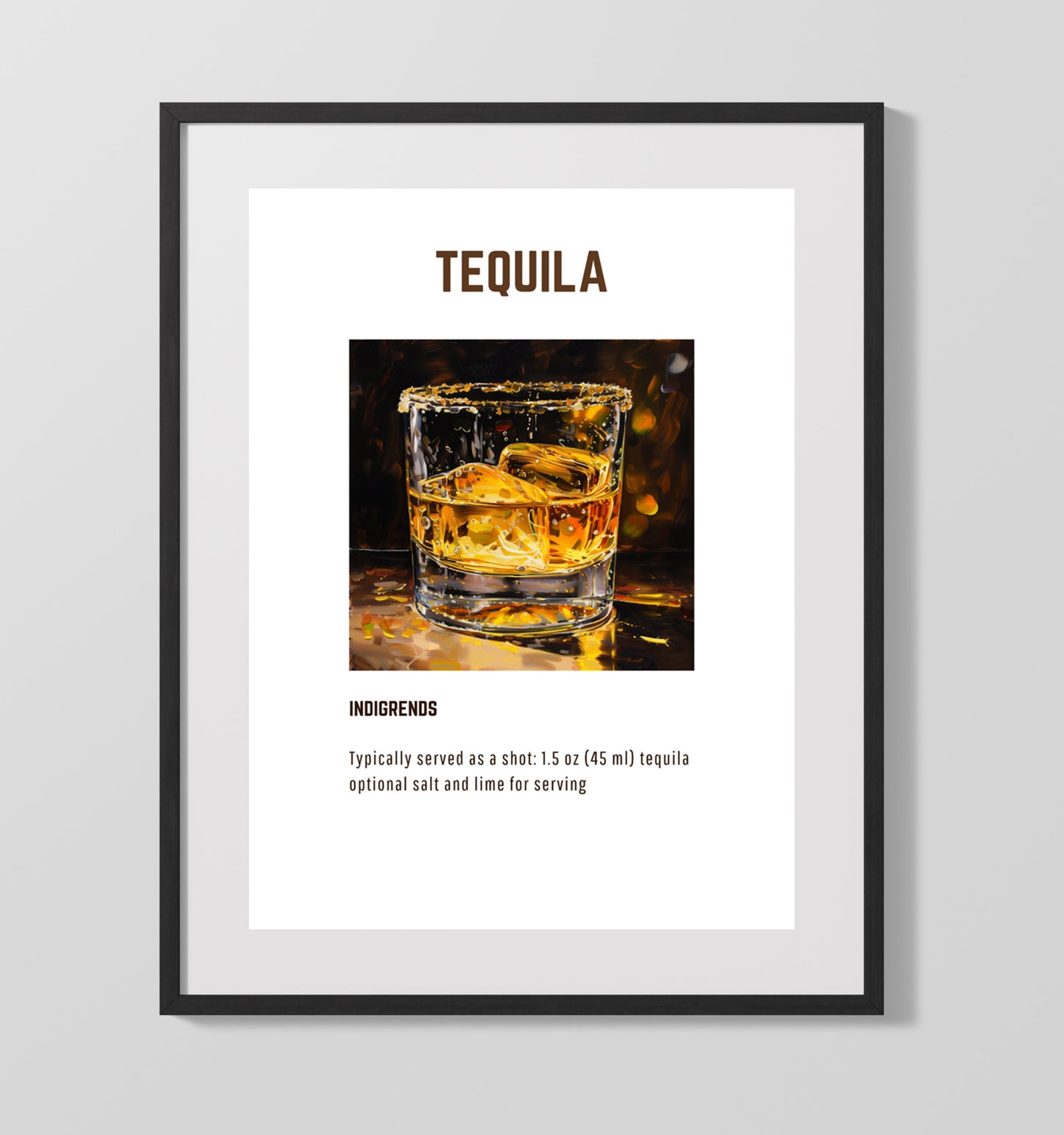 Tequila 16x20 Unframed Print cocktail recipe wall art