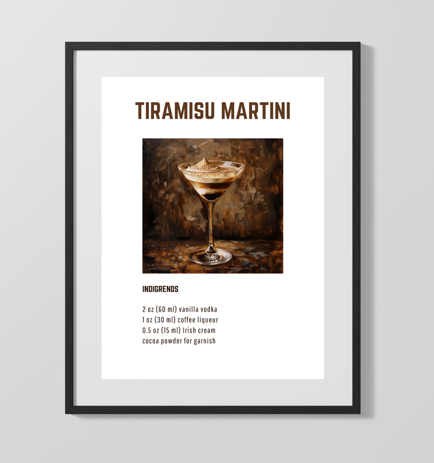 Tiramisu Martini 16x20 Unframed Print cocktail recipe wall art