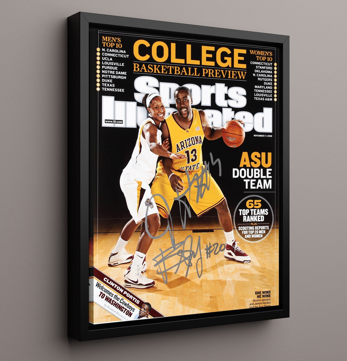 Arizona State Basketball James Harden Defensive Collapse SI Cover 8x10 Framed Canvas college basketball wall art