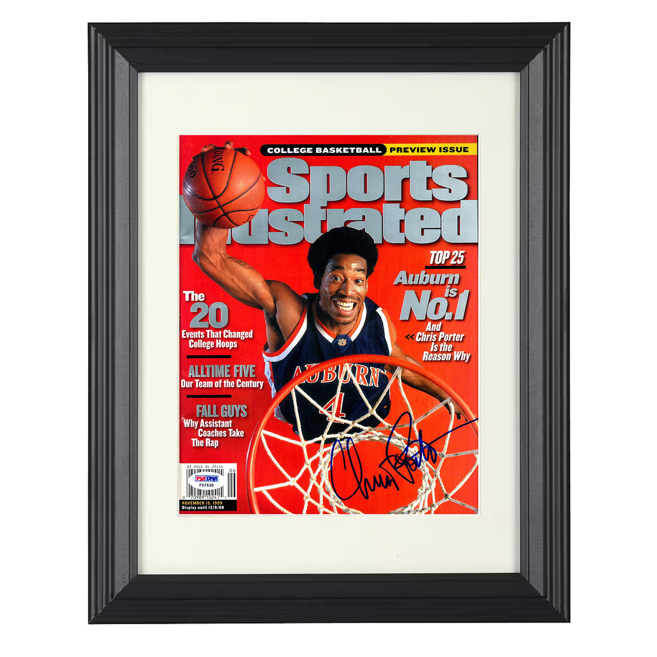 Auburn – Chris Porter Rim Rocker 1999 SI – 8x10 black beveled framed college basketball wall art