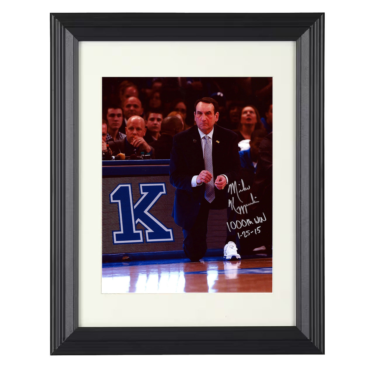 Duke – Coach K 1000th Win Moment – 8x10 black beveled framed college basketball wall art