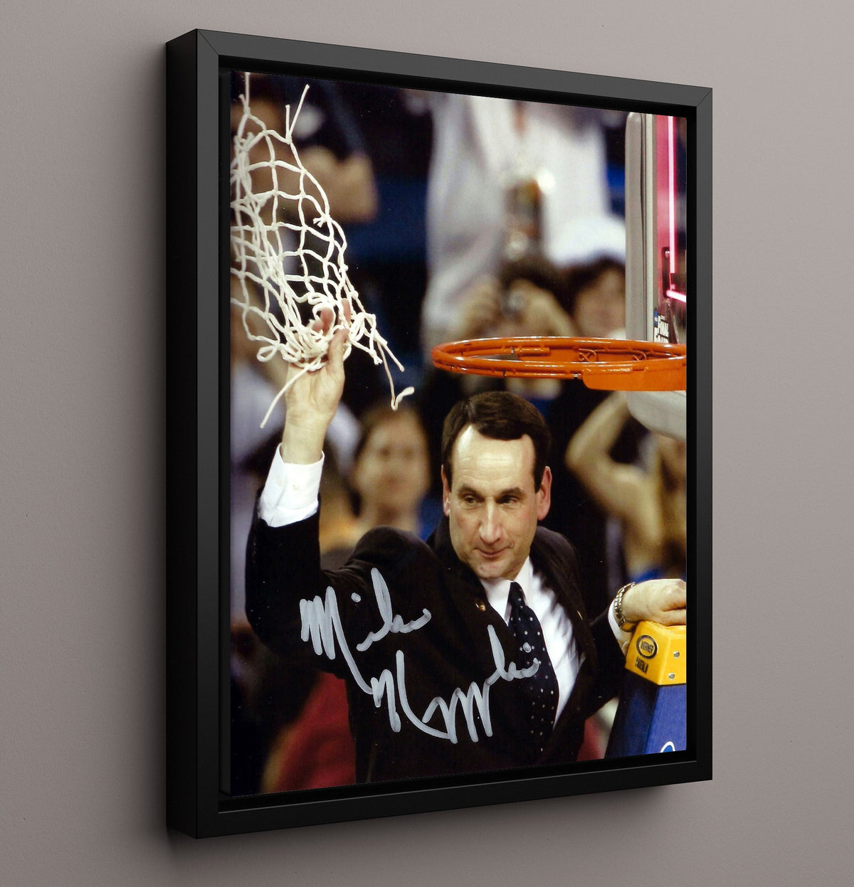 Duke Basketball Coach K Championship Net Cut Celebration 8x10 Framed Canvas college basketball wall art
