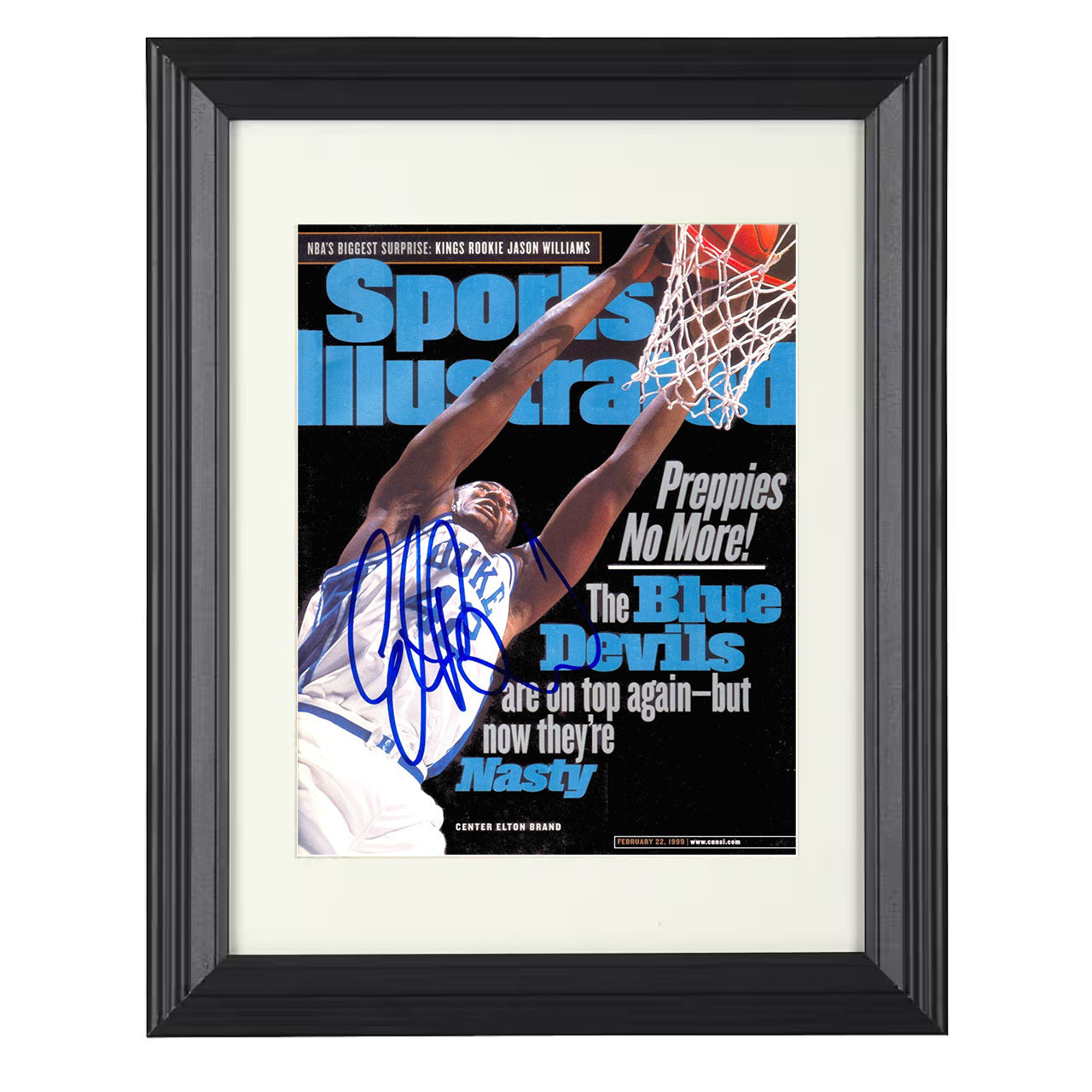 Duke – Elton Brand Power Dunk SI – 8x10 black beveled framed college basketball wall art