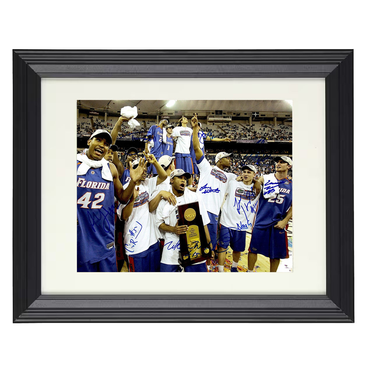 Florida – Back to Back Championship Dynasty Celebration – 8x10 black beveled framed college basketball wall art