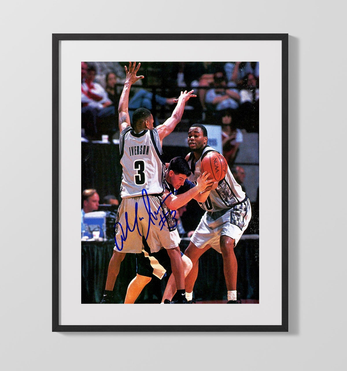 Georgetown Basketball Allen Iverson Driving Through Defense - College Basketball Framed Print