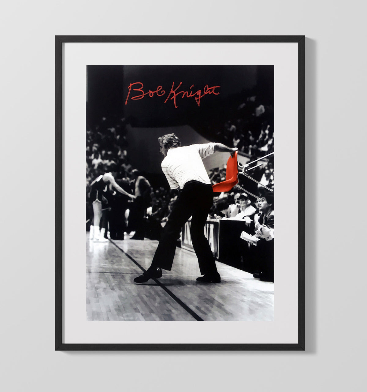 Indiana Basketball Bob Knight Chair Toss Legendary Moment - College Basketball Framed Print