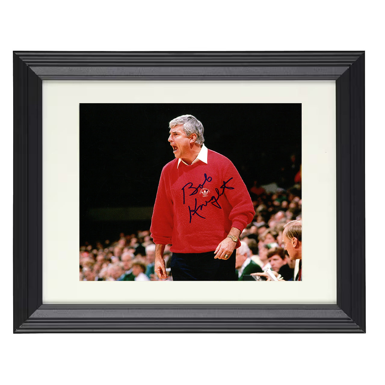 Indiana – Bob Knight Sideline Intensity – 8x10 black beveled framed college basketball wall art