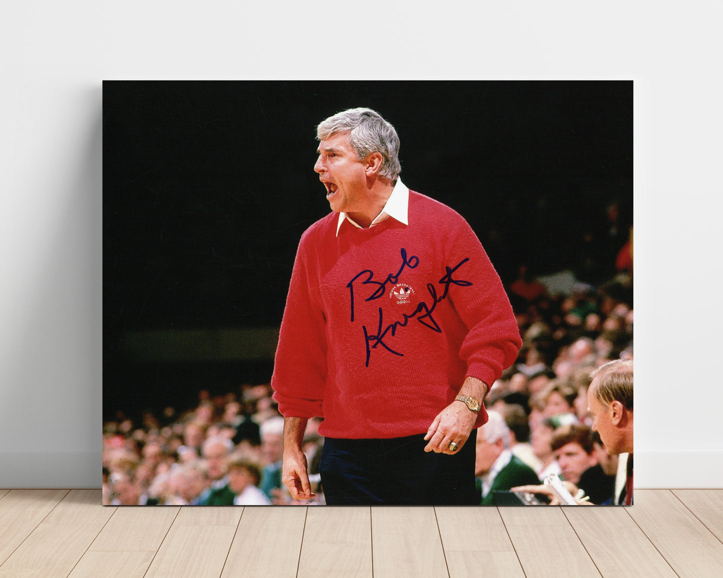Indiana Basketball Bob Knight Sideline Coaching Intensity College Basketball Wall Art 16x20 Unframed Print college basketball wall art print