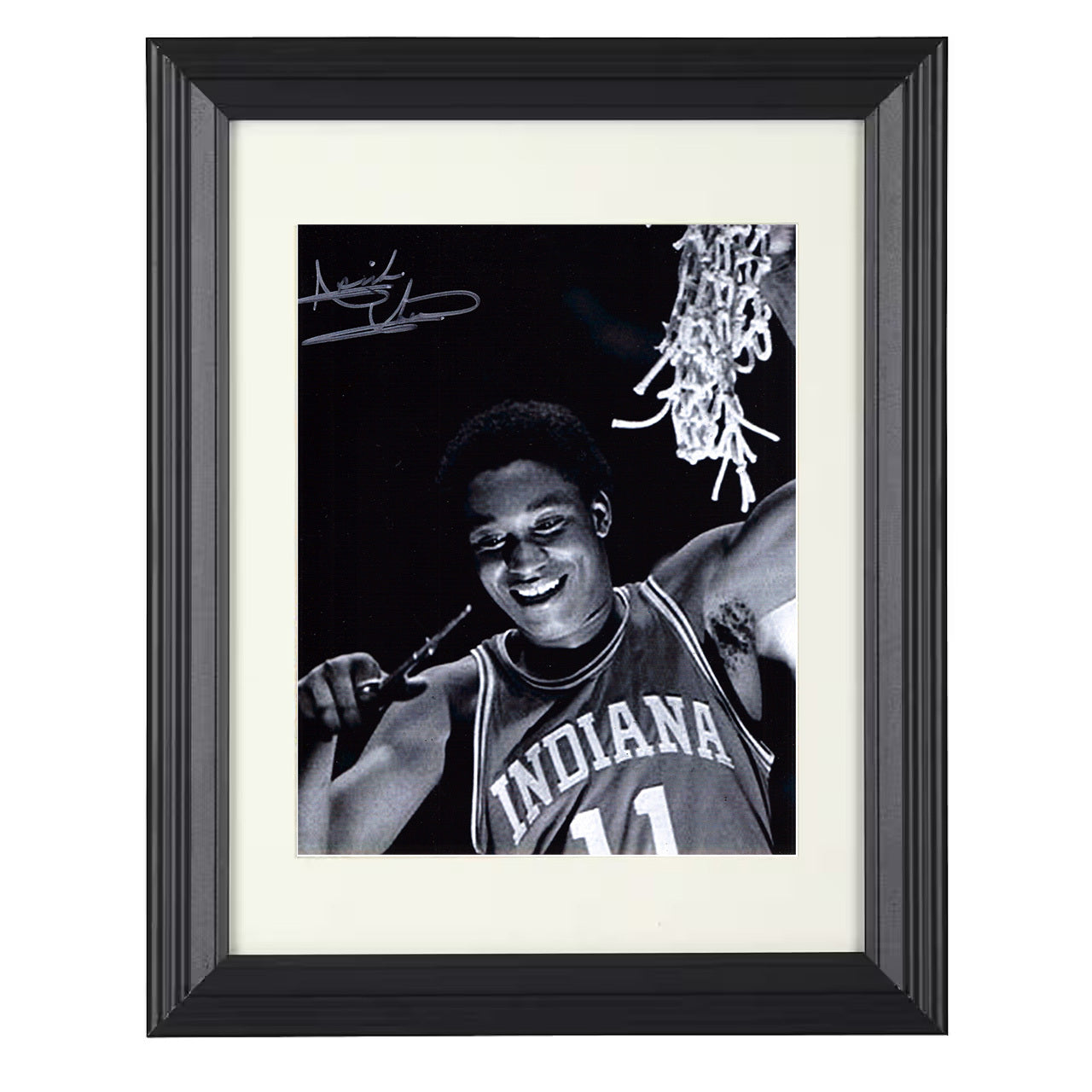Indiana – Isiah Thomas Net Cutting Championship Moment – 8x10 black beveled framed college basketball wall art