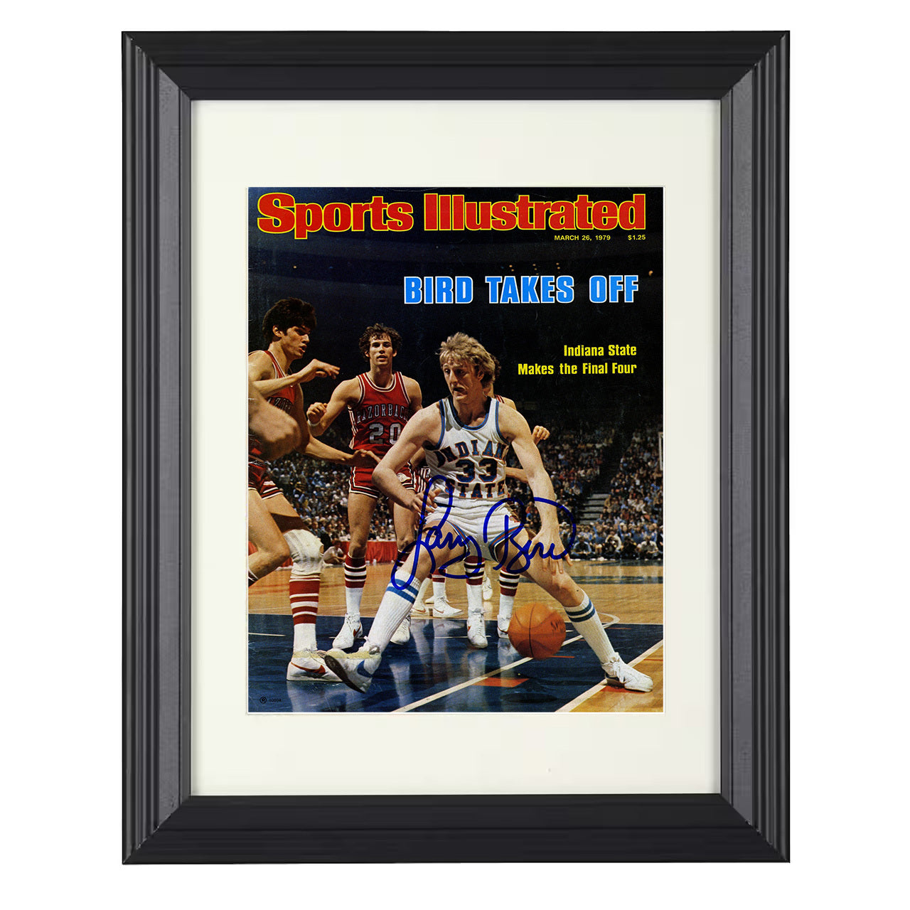 Indiana State – Larry Bird Breakout 1979 SI – 8x10 black beveled framed college basketball wall art