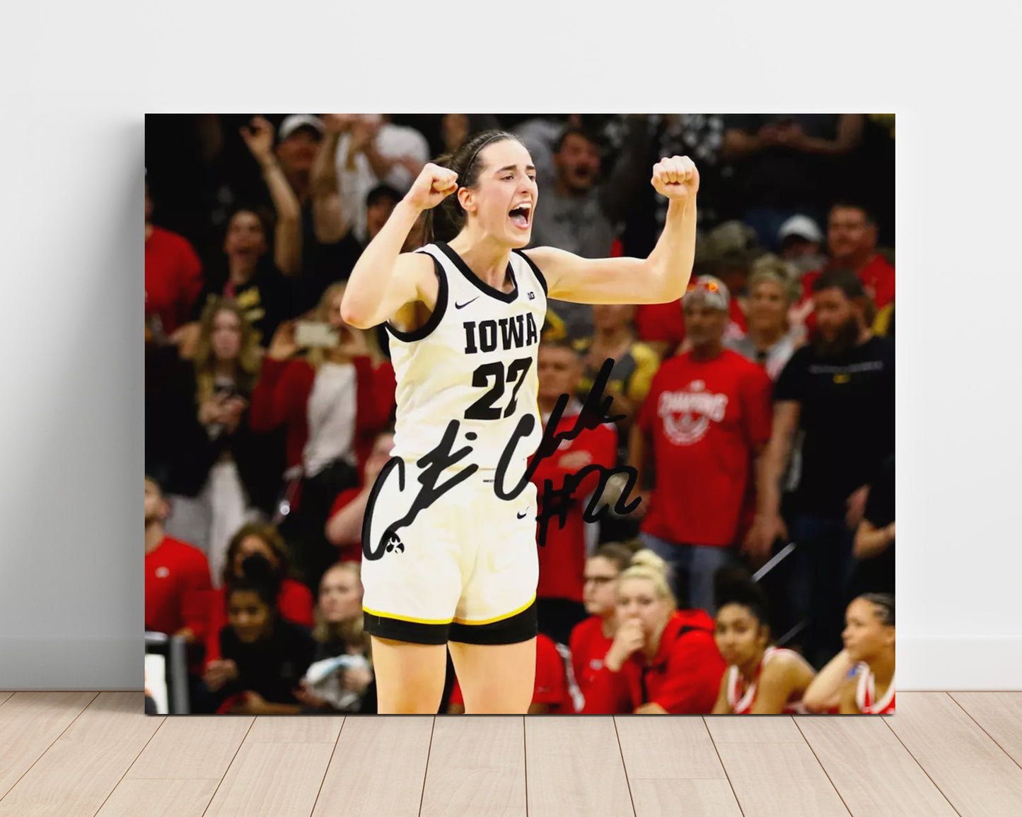 Iowa Basketball Caitlin Clark Celebration Pose College Basketball Wall Art 16x20 Unframed Print college basketball wall art print