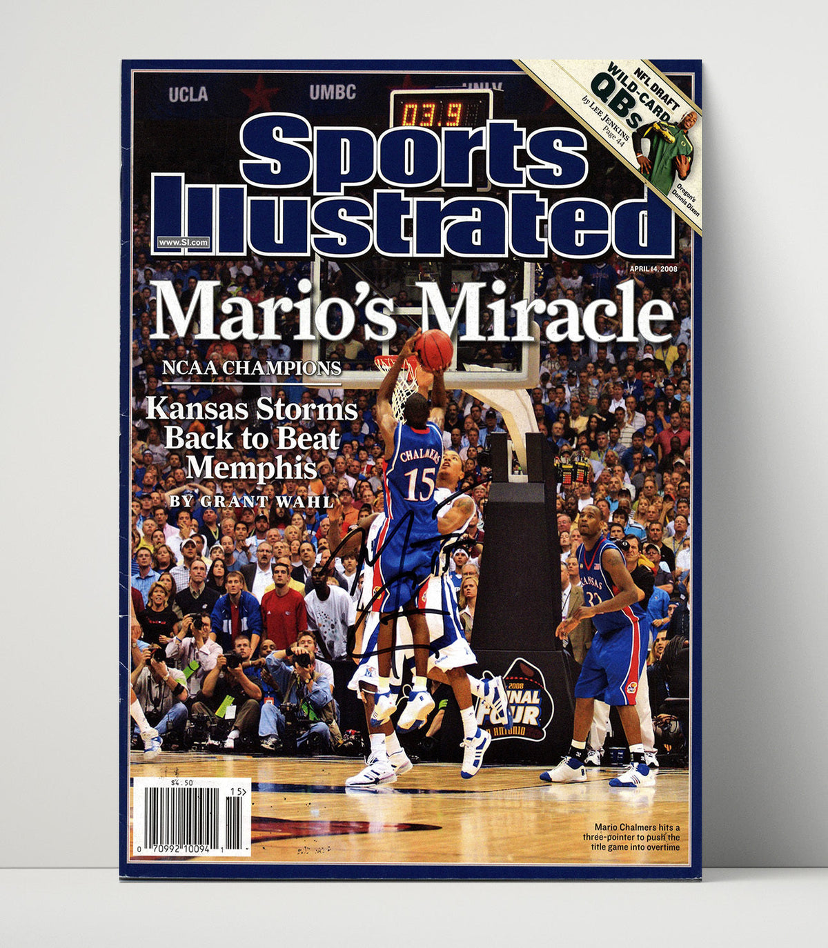 Kansas – Mario Chalmers Miracle Championship Shot 2008 SI unframed college basketball poster print