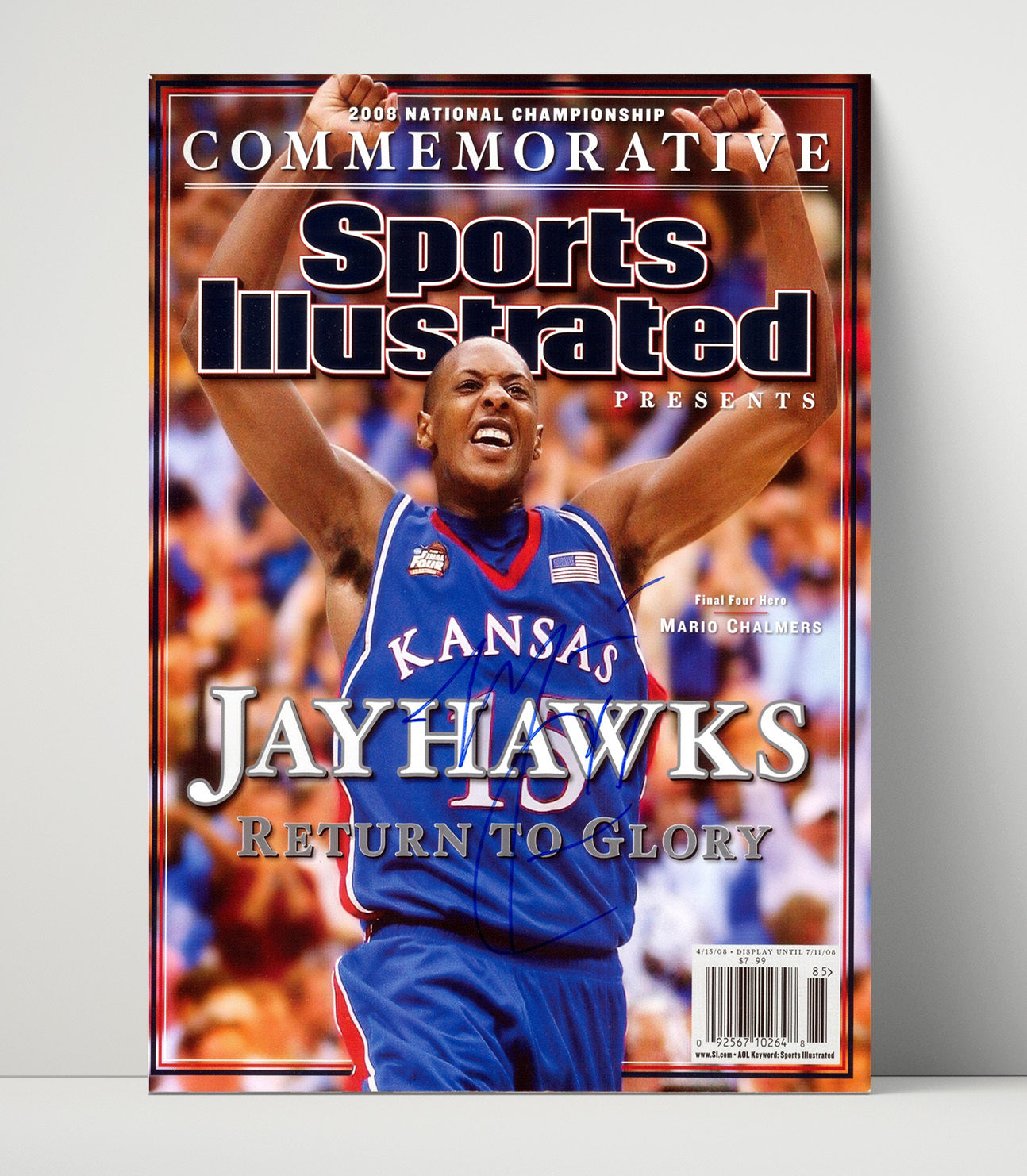 Kansas Basketball Mario Chalmers SI Cover Championship Hero 2008 College Basketball Wall Art 16x20 Unframed Print college basketball wall art print