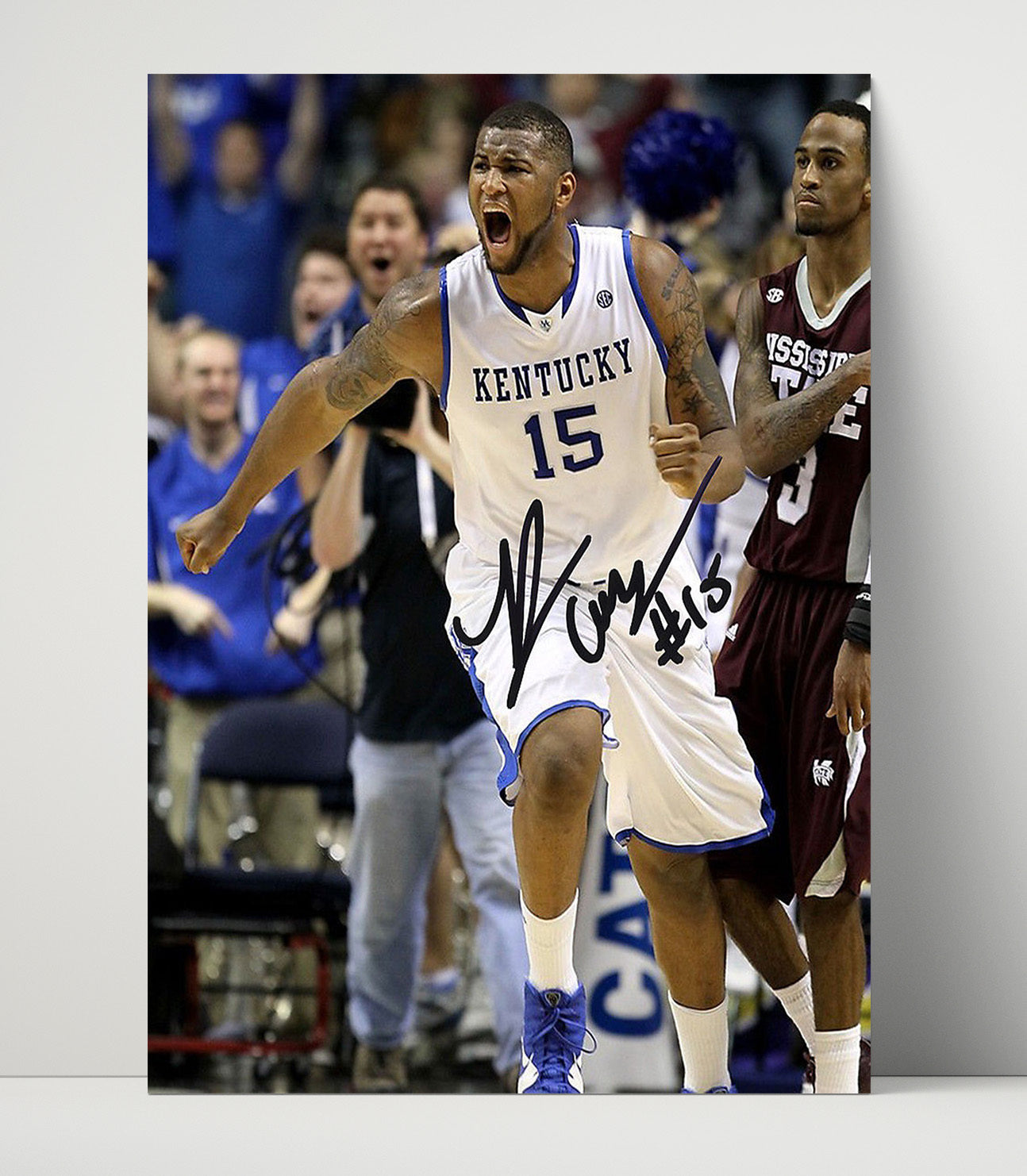 Kentucky Basketball DeMarcus Cousins Power Drive College Basketball Wall Art 16x20 Unframed Print college basketball wall art print
