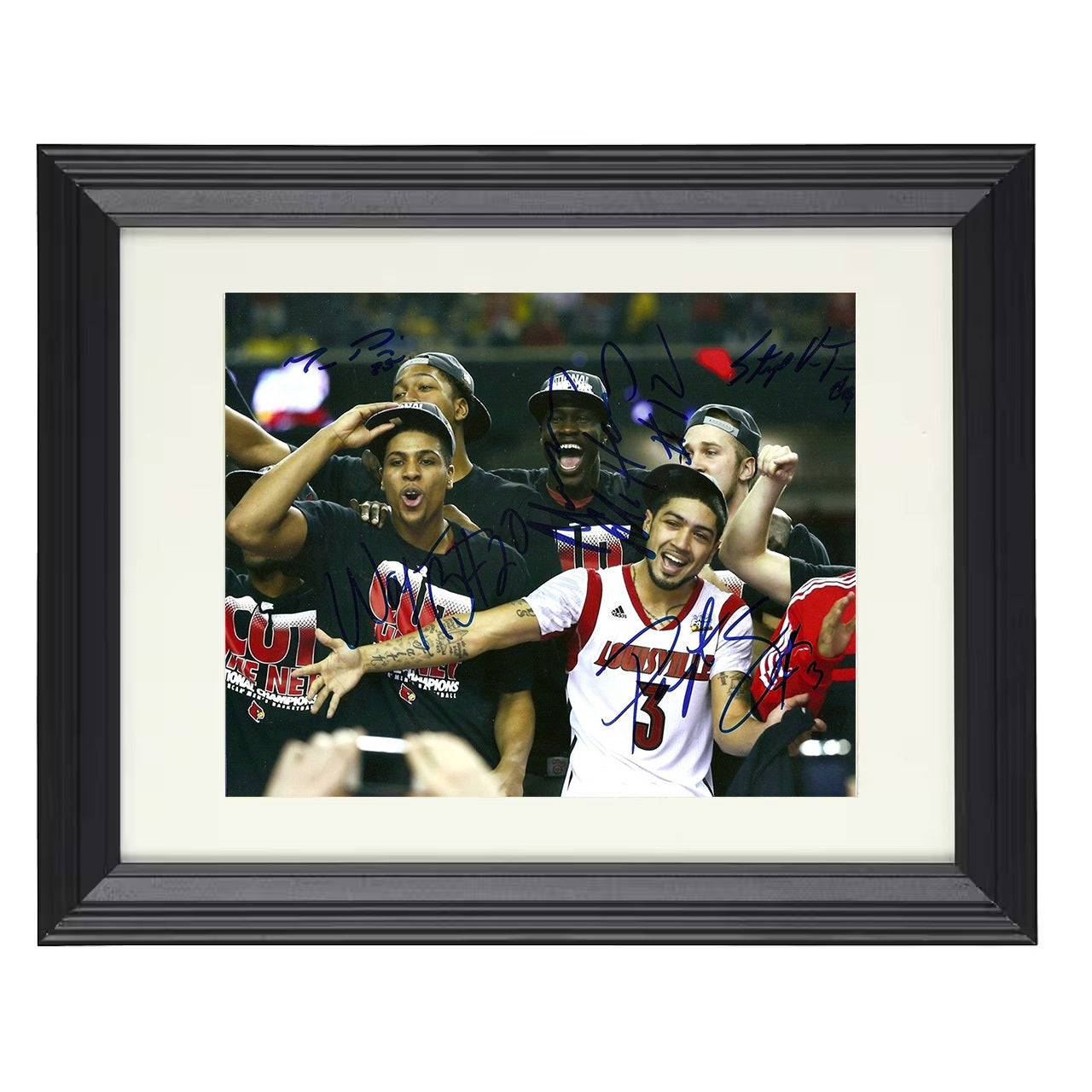 Louisville – 2013 Championship Team Celebration Group – 8x10 black beveled framed college basketball wall art