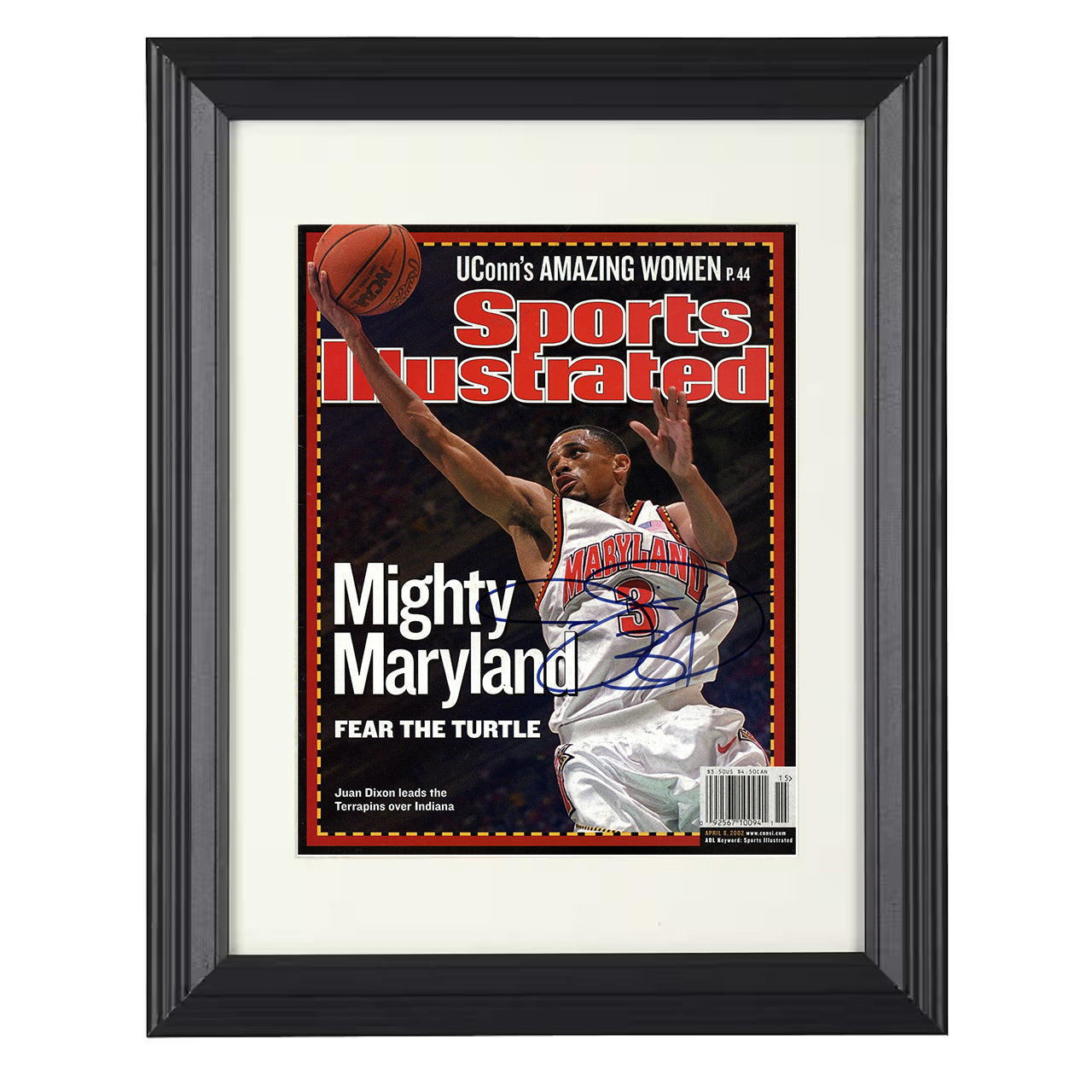 Maryland – Juan Dixon Maryland Legend Fear the Turtle SI – 8x10 black beveled framed college basketball wall art
