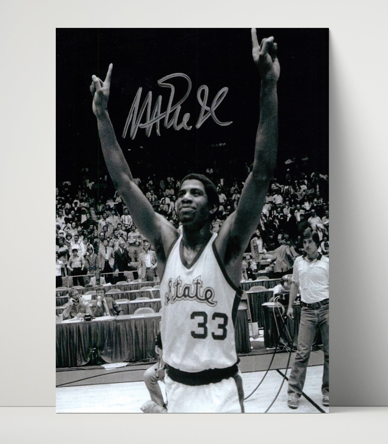 Michigan State Magic Johnson a championship celebration College Basketball Wall Art 16x20 Unframed Print college basketball wall art print