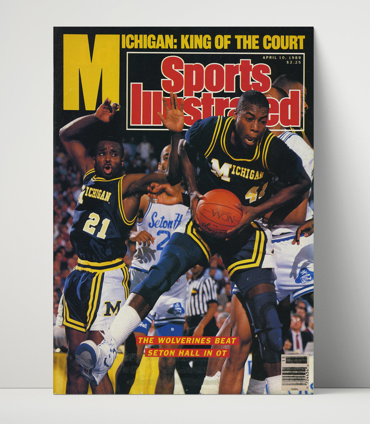 Michigan vs Seton Hall Basketball Wolverines Championship OT Victory 1989 SI College Basketball Wall Art 16x20 Unframed Print college basketball wall art print