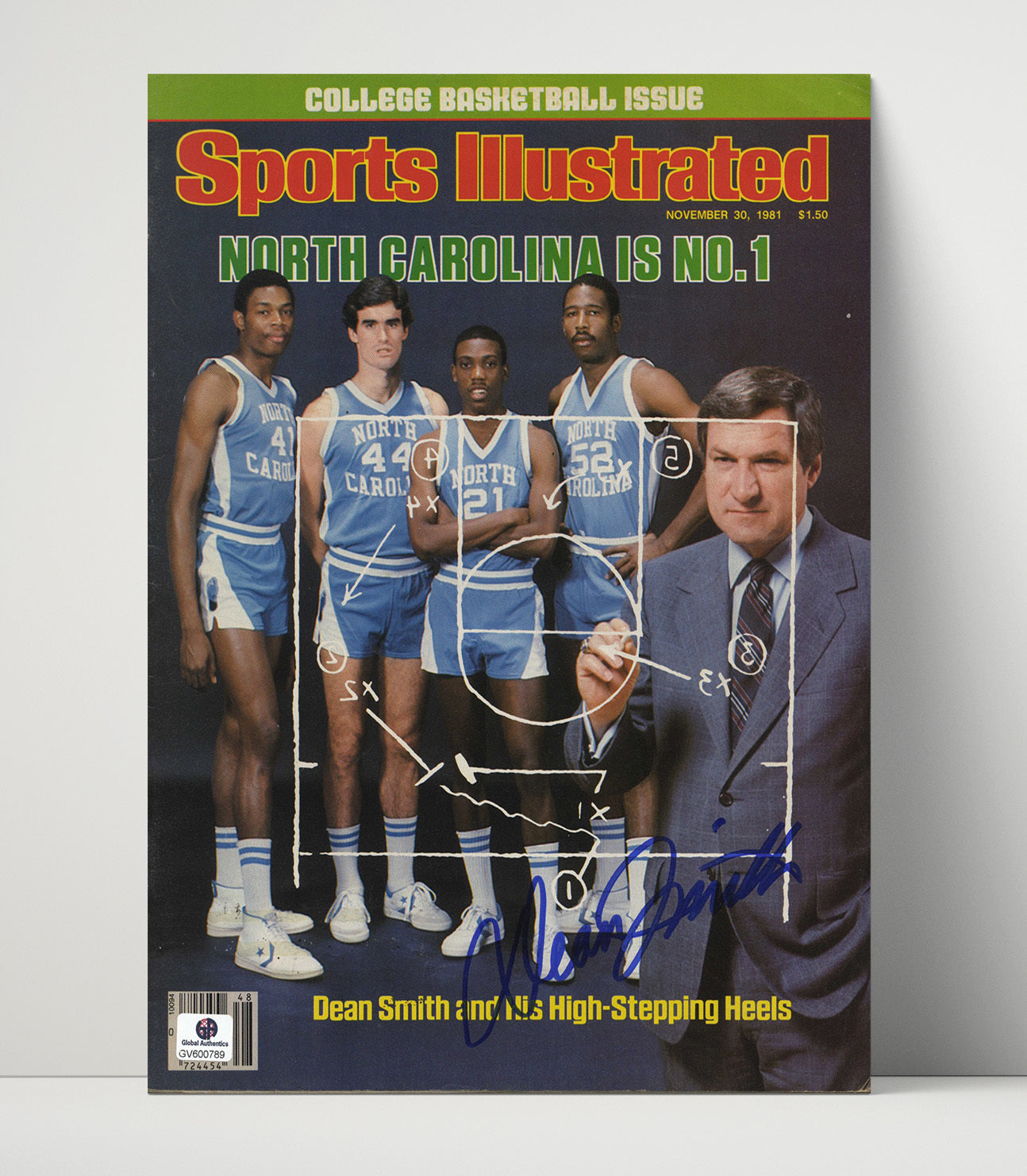 North Carolina Basketball Dean Smith Sideline Strategy No 1 Ranking Team 1981 SI College Basketball Wall Art 16x20 Unframed Print college basketball wall art print