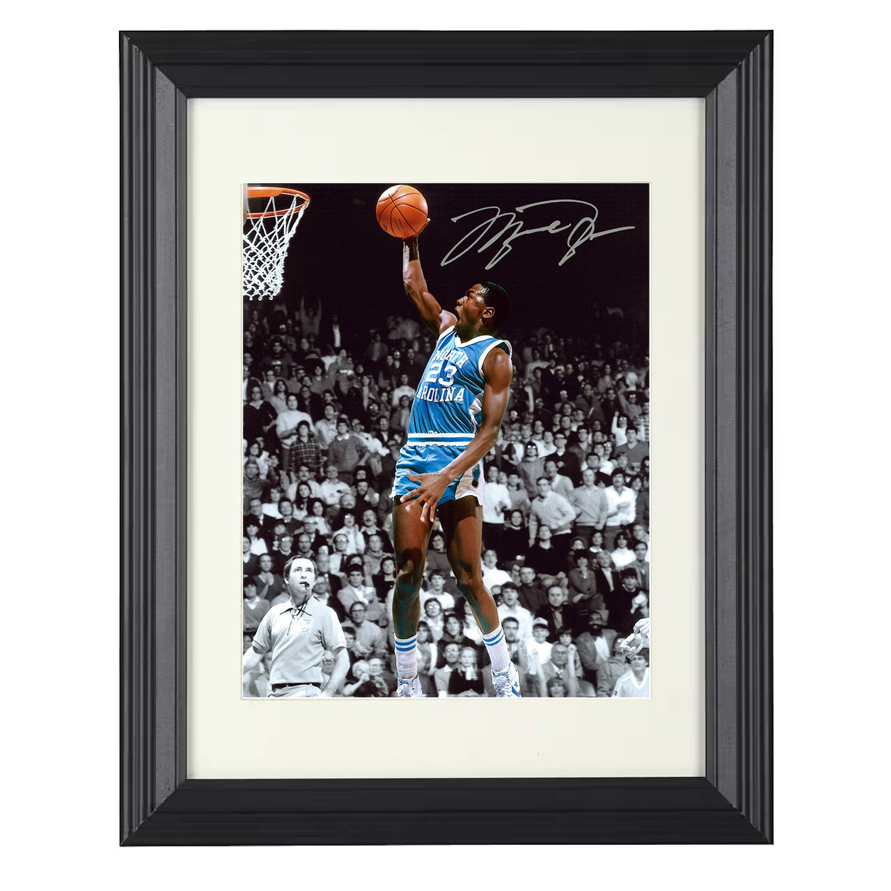 North Carolina – Michael Jordan Dunk Carolina Blue Legacy – 8x10 black beveled framed college basketball wall art
