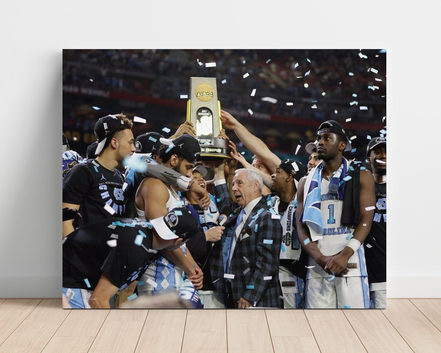 North Carolina Basketball NCAA Championship Trophy Celebration 2017 College Basketball Wall Art 16x20 Unframed Print college basketball wall art print