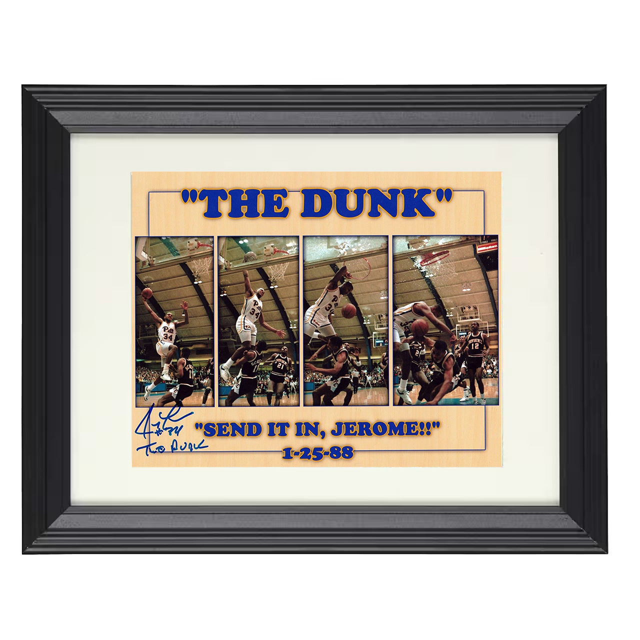 Pittsburgh – Jerome Lane the Dunk Glass Shatter Sequence – 8x10 black beveled framed college basketball wall art