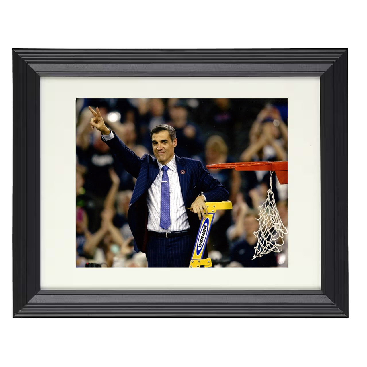 Villanova – Jay Wright Championship Net Cut – 8x10 black beveled framed college basketball wall art