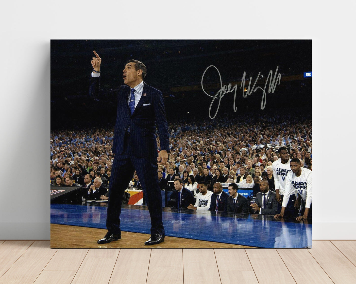 Villanova Basketball Jay Wright Sideline Coaching Point College Basketball Wall Art 16x20 Unframed Print college basketball wall art print