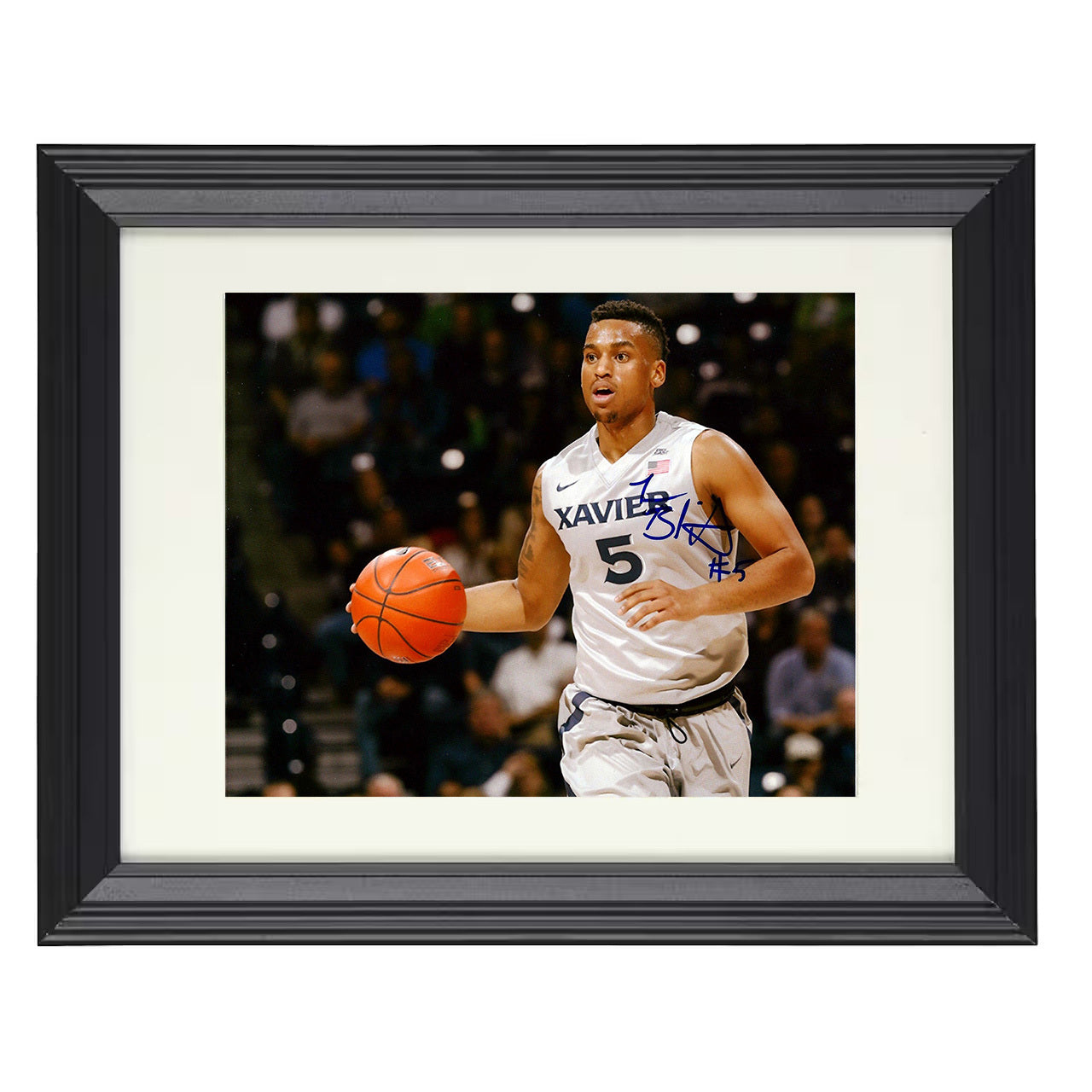 Xavier – Trevon Bluiett Clutch Shot Creator – 8x10 black beveled framed college basketball wall art