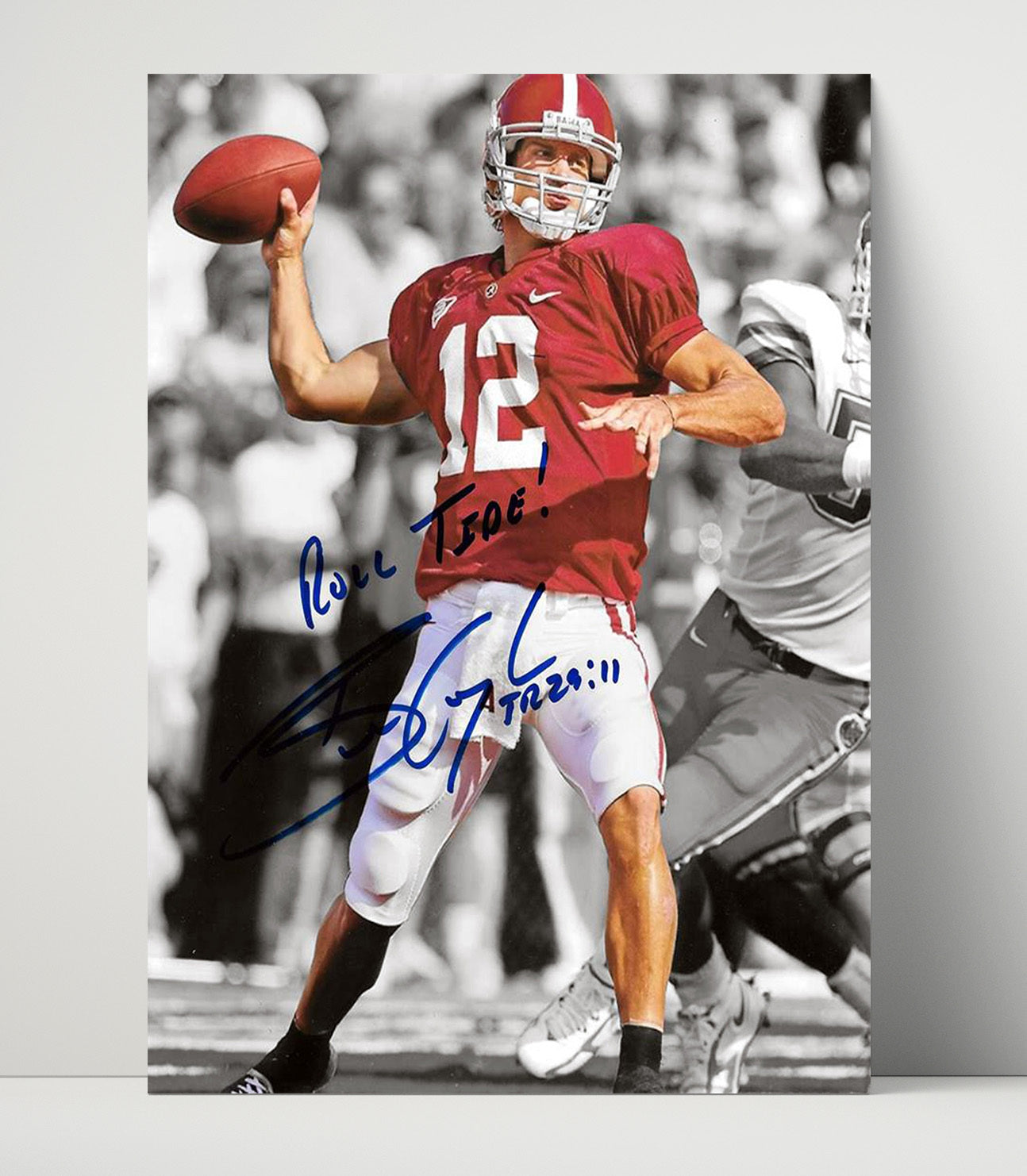 Alabama Football Brodie Croyle Mid Pass Crimson Focus College Football Wall Art 16x20 Unframed Print wall art print – College Football decor